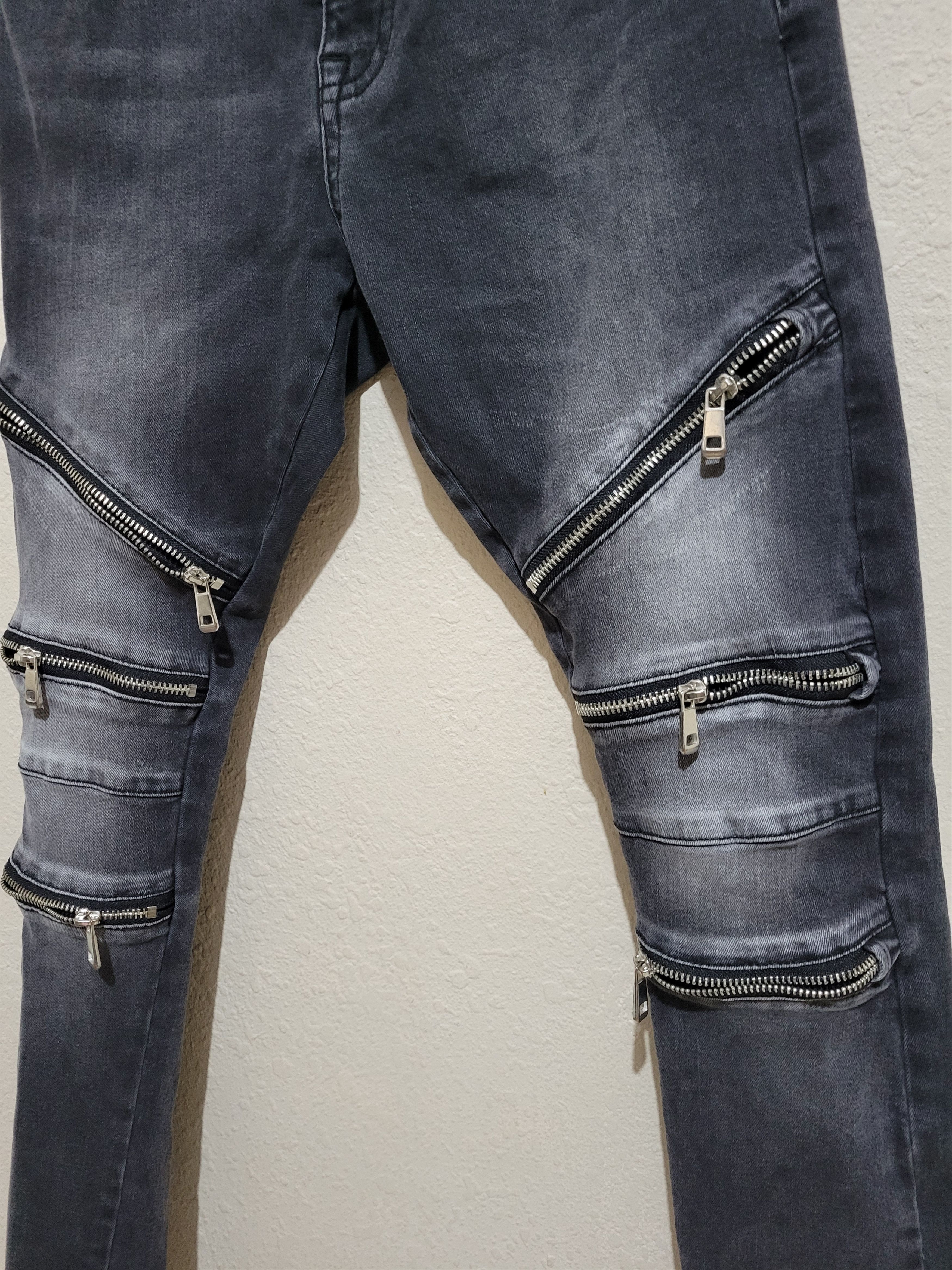 Zara 6 zipper Biker Denim Size US 30 / EU 46 - 1 Thumbnail