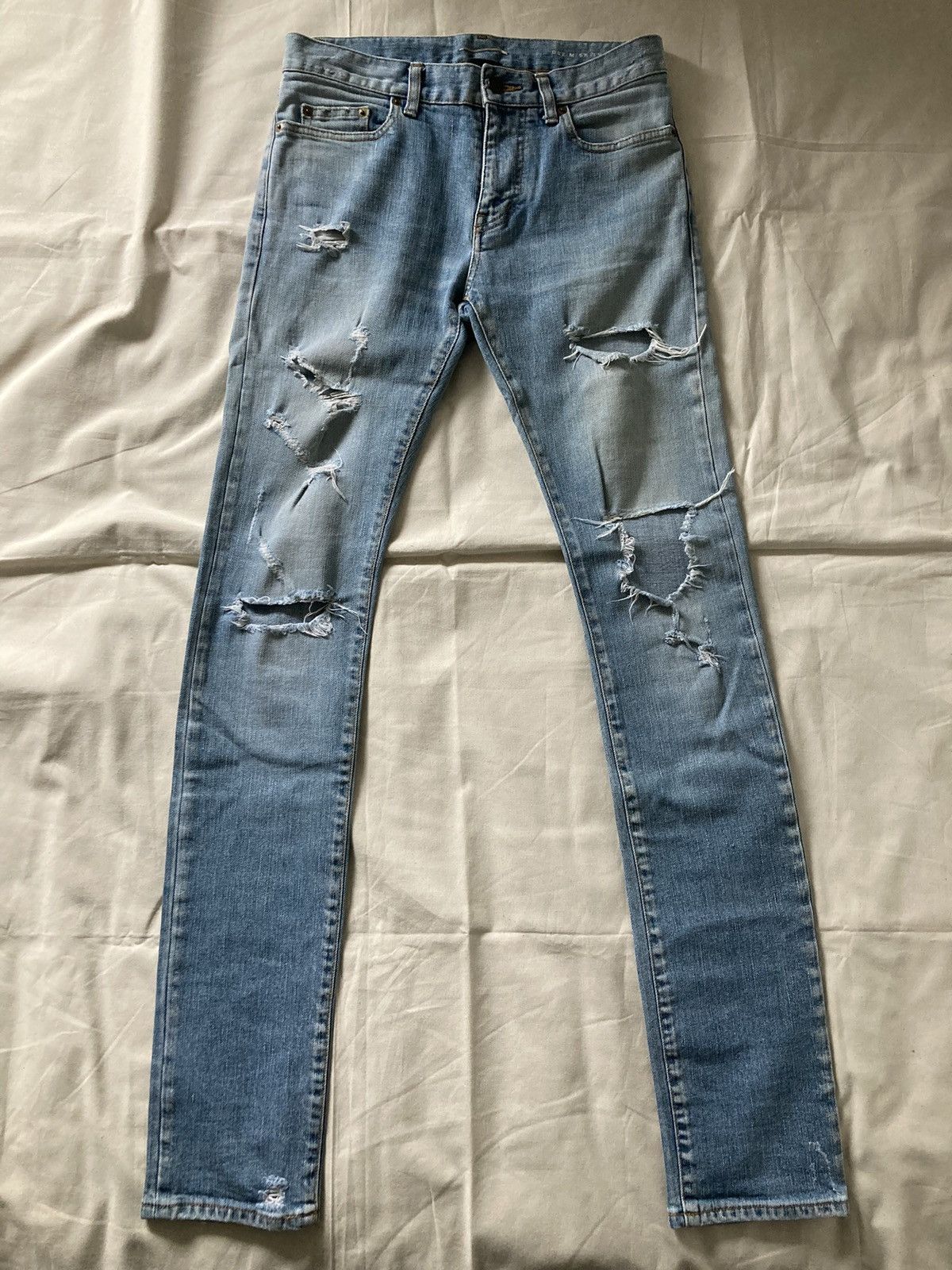 image of Saint Laurent Paris Saint Laurent 2016 Reissue Crash Jeans in Light Wash, Men's (Size 28)