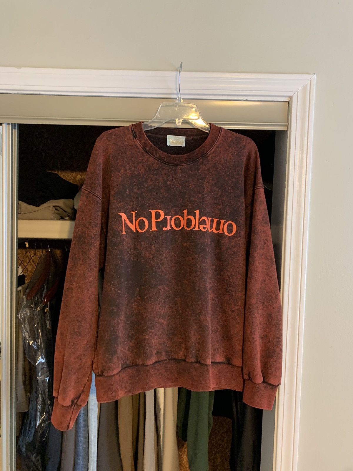 image of Aries “No Problemo” Slogan Sweatshirt in Red, Men's (Size Large)
