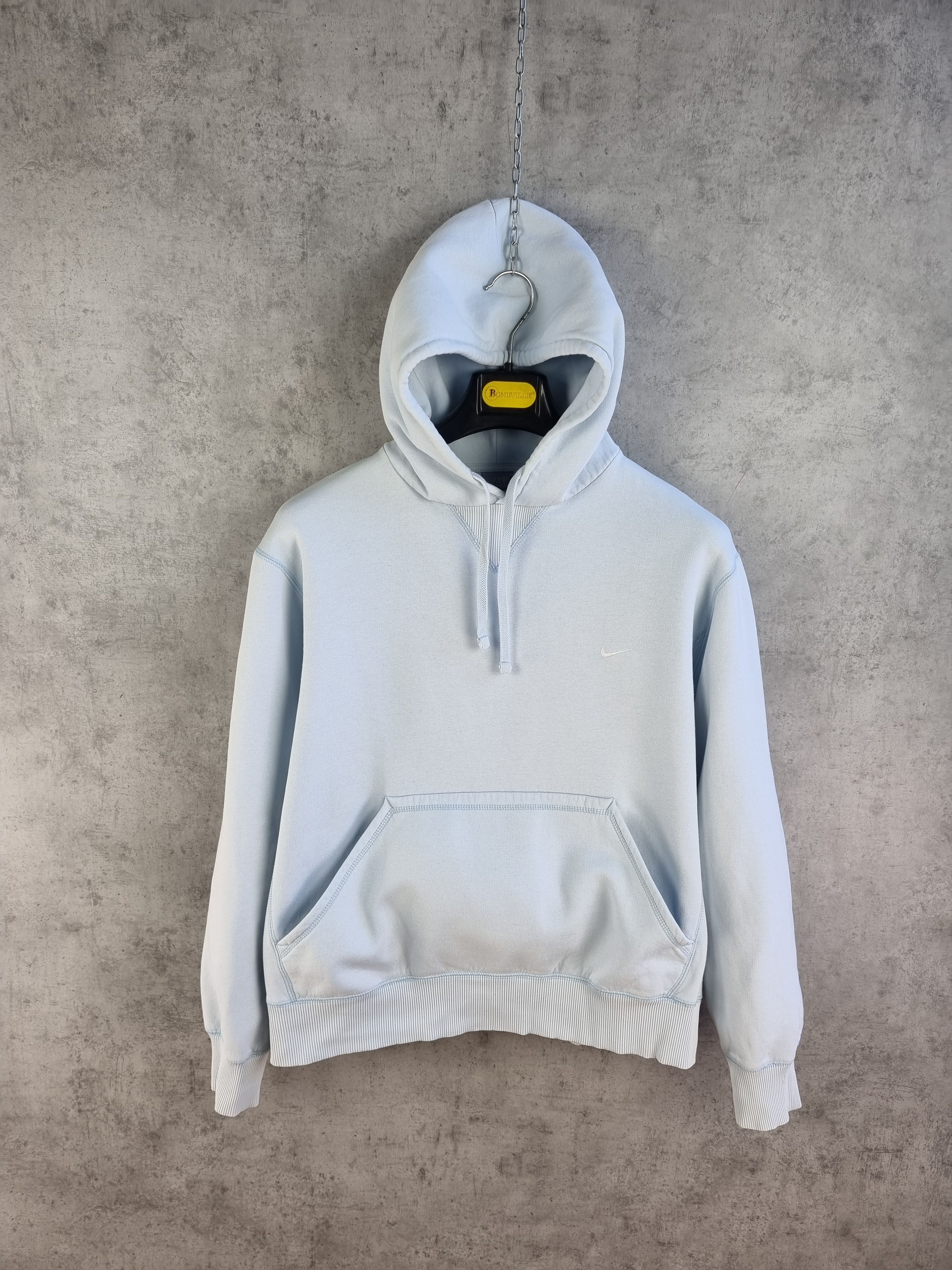 Nike × Vintage Rare NIKE Sky Blue Small Swoosh Vintage Hoodie Size US M / EU 48-50 / 2 - 8 Thumbnail