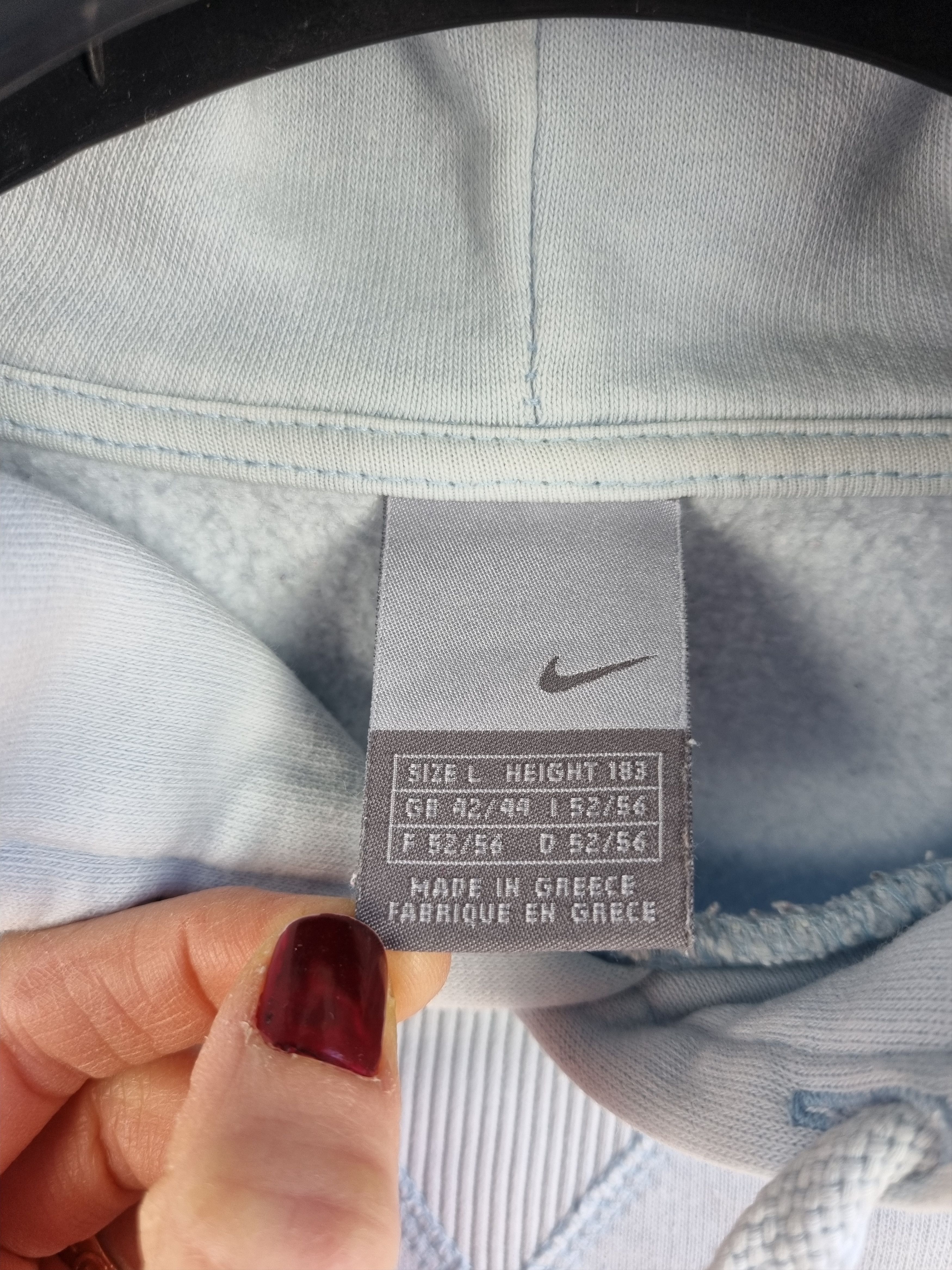 Nike × Vintage Rare NIKE Sky Blue Small Swoosh Vintage Hoodie Size US M / EU 48-50 / 2 - 11 Thumbnail