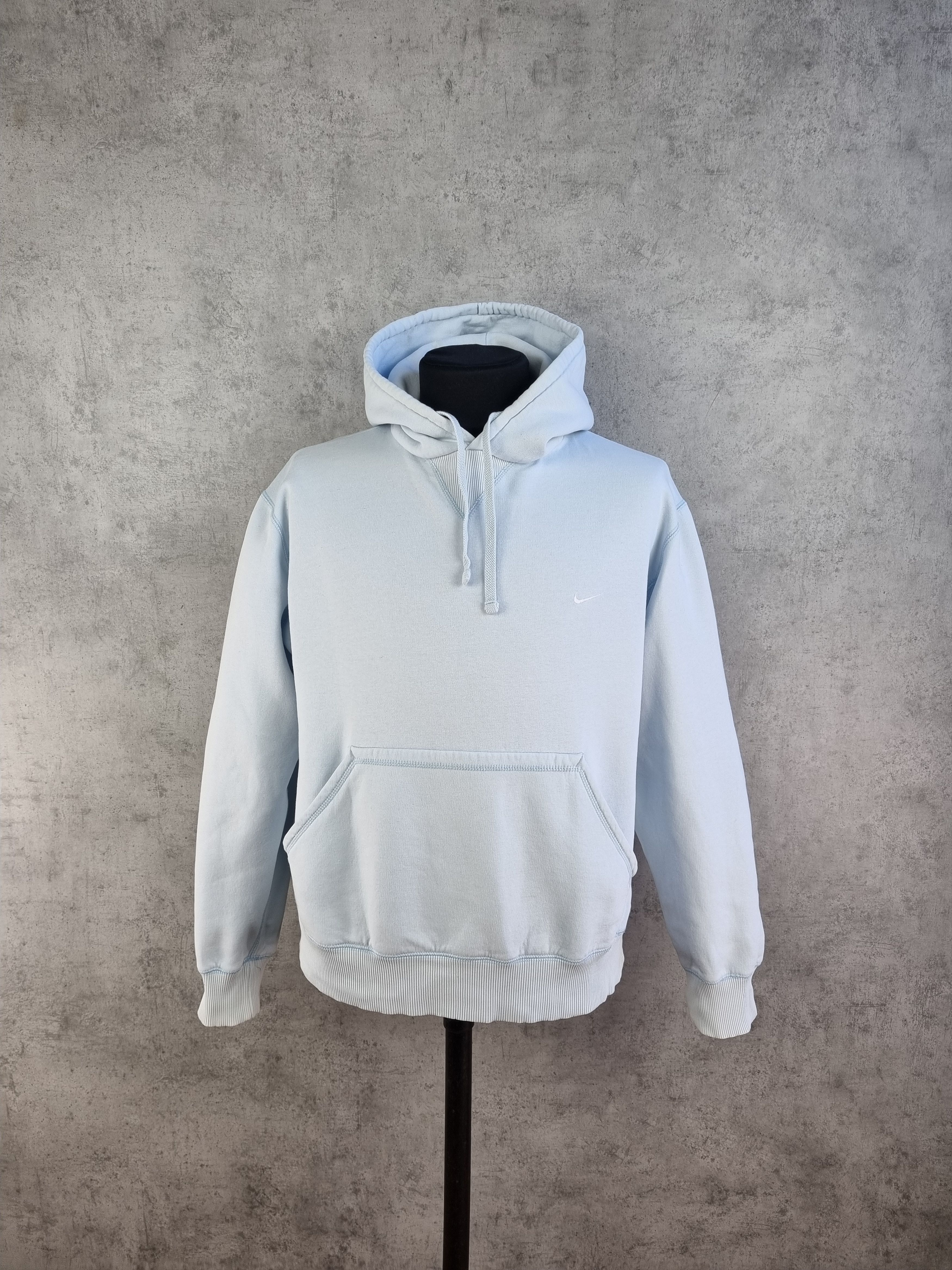 Nike × Vintage Rare NIKE Sky Blue Small Swoosh Vintage Hoodie Size US M / EU 48-50 / 2 - 18 Thumbnail