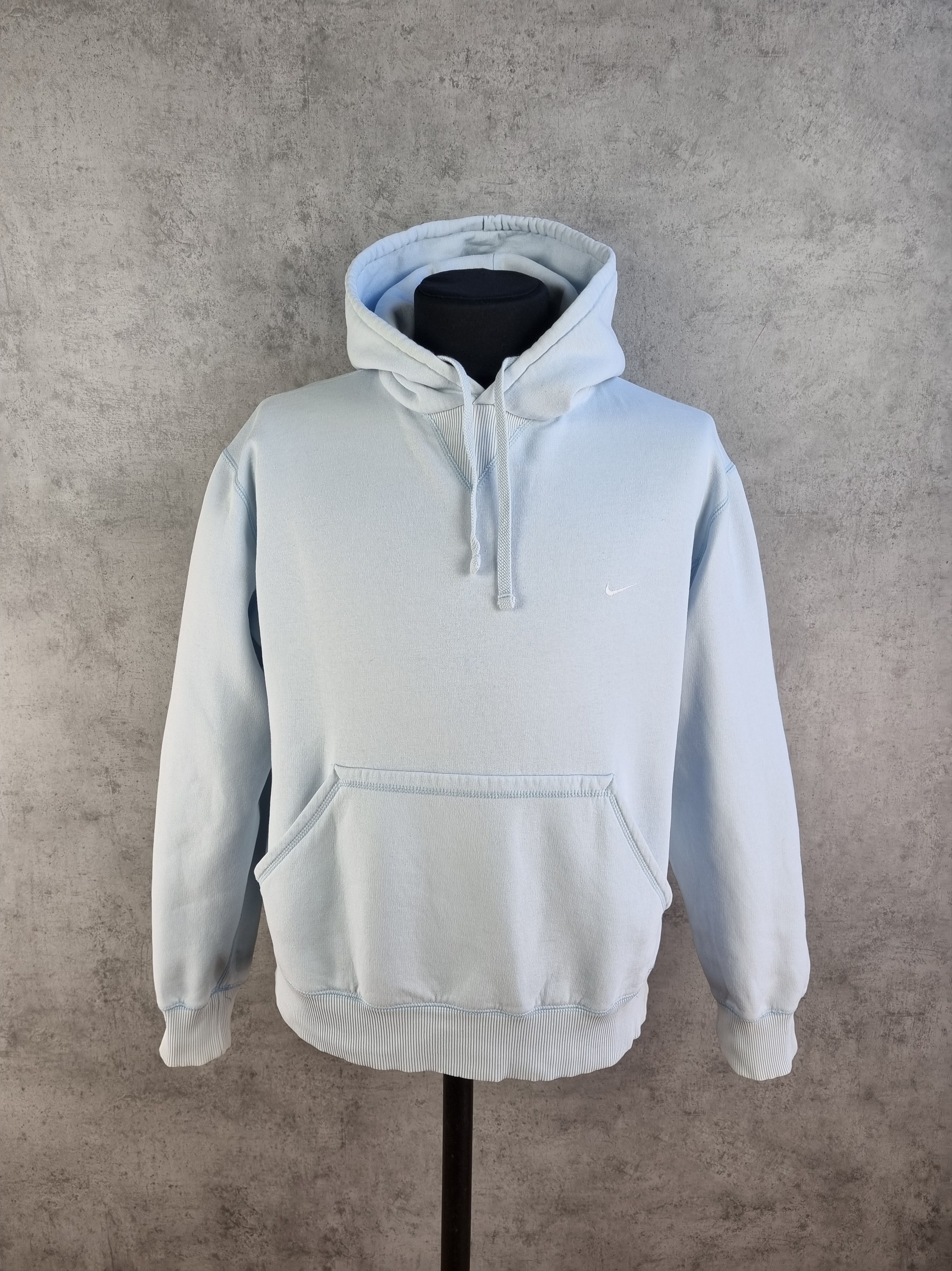 Nike × Vintage Rare NIKE Sky Blue Small Swoosh Vintage Hoodie Size US M / EU 48-50 / 2 - 4 Thumbnail