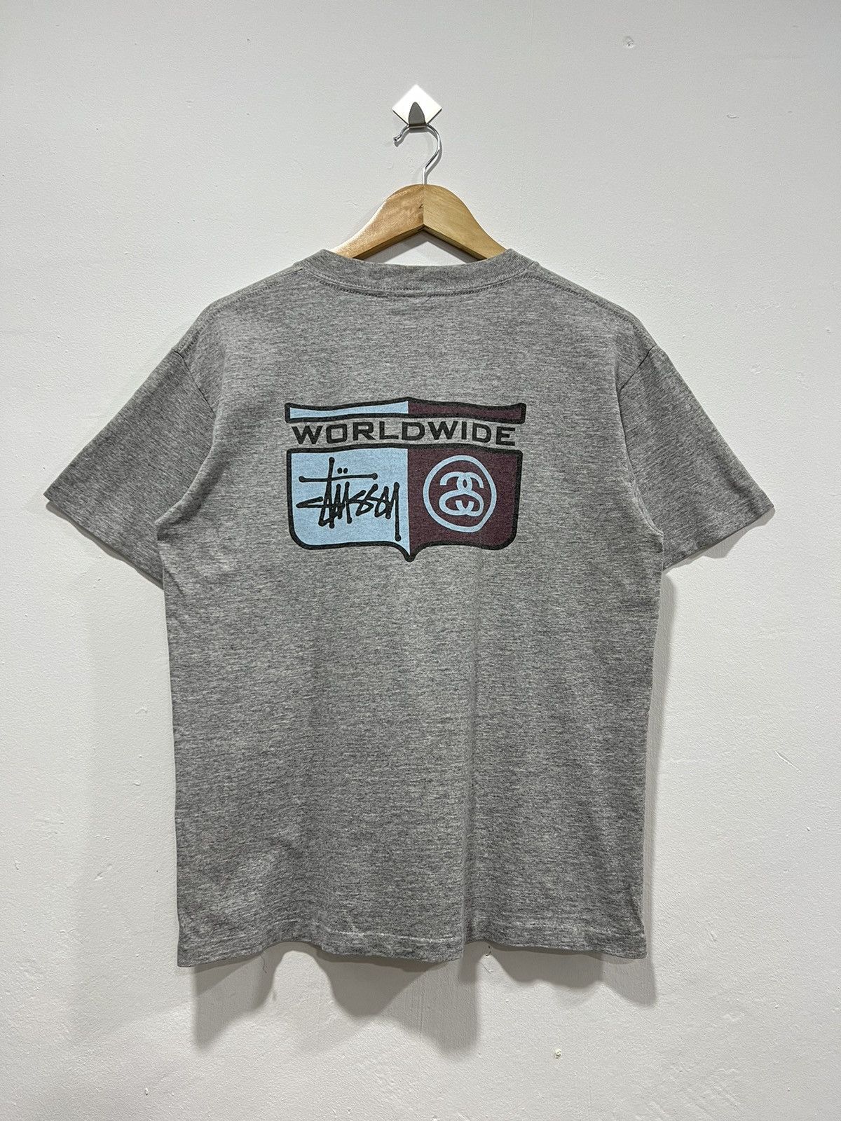 Vintage Vintage 90s Stussy Worldwide Iconic Logo Tshirt | Grailed