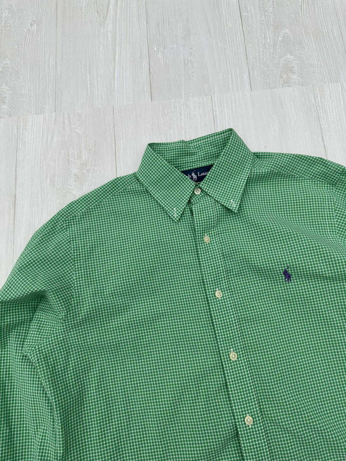 Polo Ralph Lauren Polo Ralph Lauren Green Gingham Check Button Down Medium Size US M / EU 48-50 / 2 - 2 Thumbnail