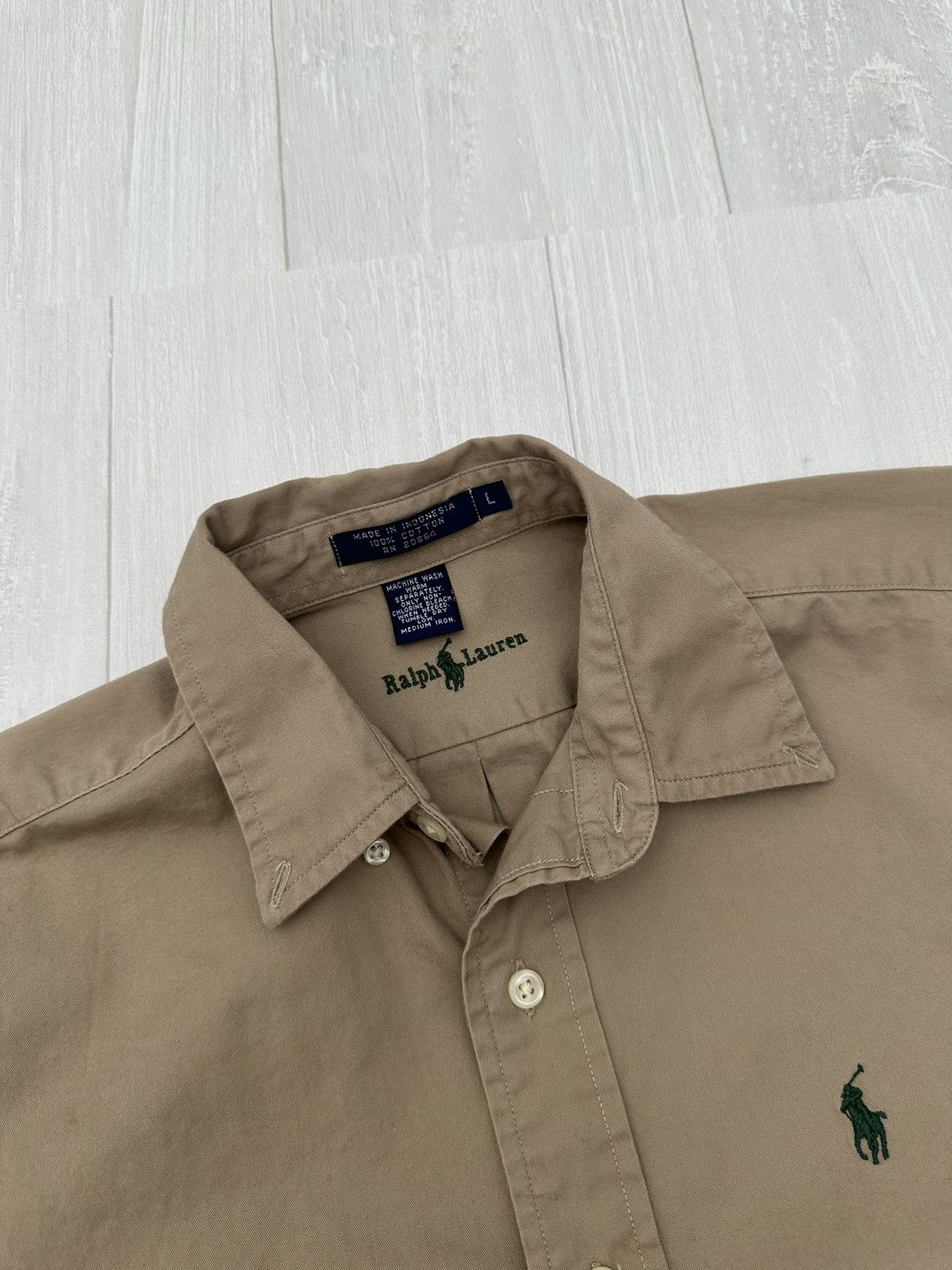 Polo Ralph Lauren Polo Ralph Lauren Khaki Logo Overshirt Sz. Large PRL Size US L / EU 52-54 / 3 - 3 Thumbnail