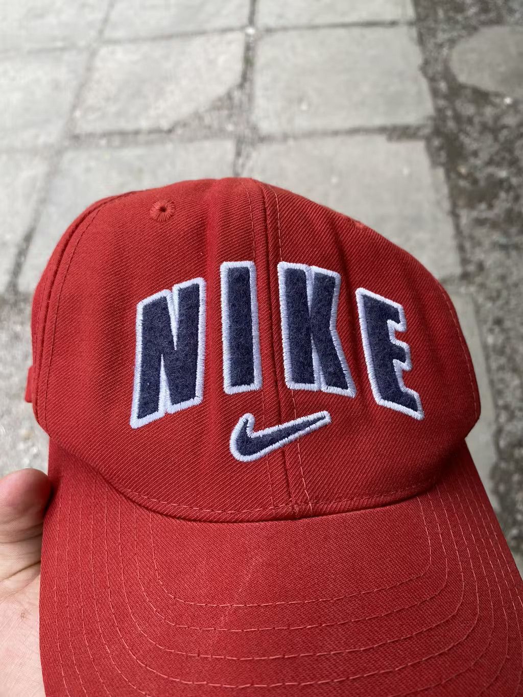 Nike × Vintage Mens Vintage Nike Cap big logo streetwear y2k rare drill Size ONE SIZE - 2 Thumbnail