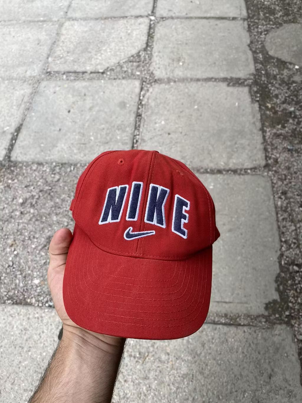 Nike × Vintage Mens Vintage Nike Cap big logo streetwear y2k rare drill Size ONE SIZE - 1 Thumbnail