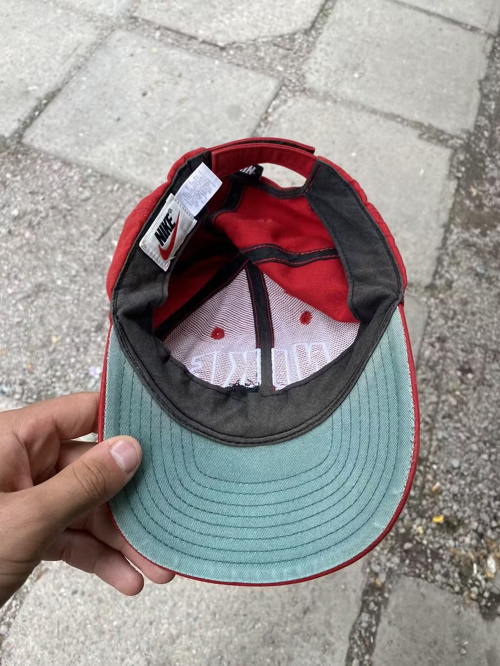 Nike × Vintage Mens Vintage Nike Cap big logo streetwear y2k rare drill Size ONE SIZE - 7 Thumbnail