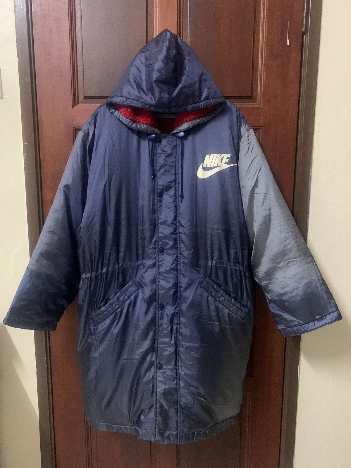 Nike × Vintage VTG Nike Fleece Parka Big Logo Hoodie Size US M / EU 48-50 / 2 - 2 Thumbnail