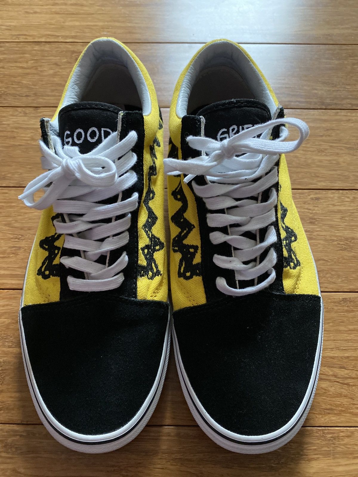 image of Vans Old Skool Peanuts Charlie Brown Shoes in Black Yellow, Men's (Size 10.5)