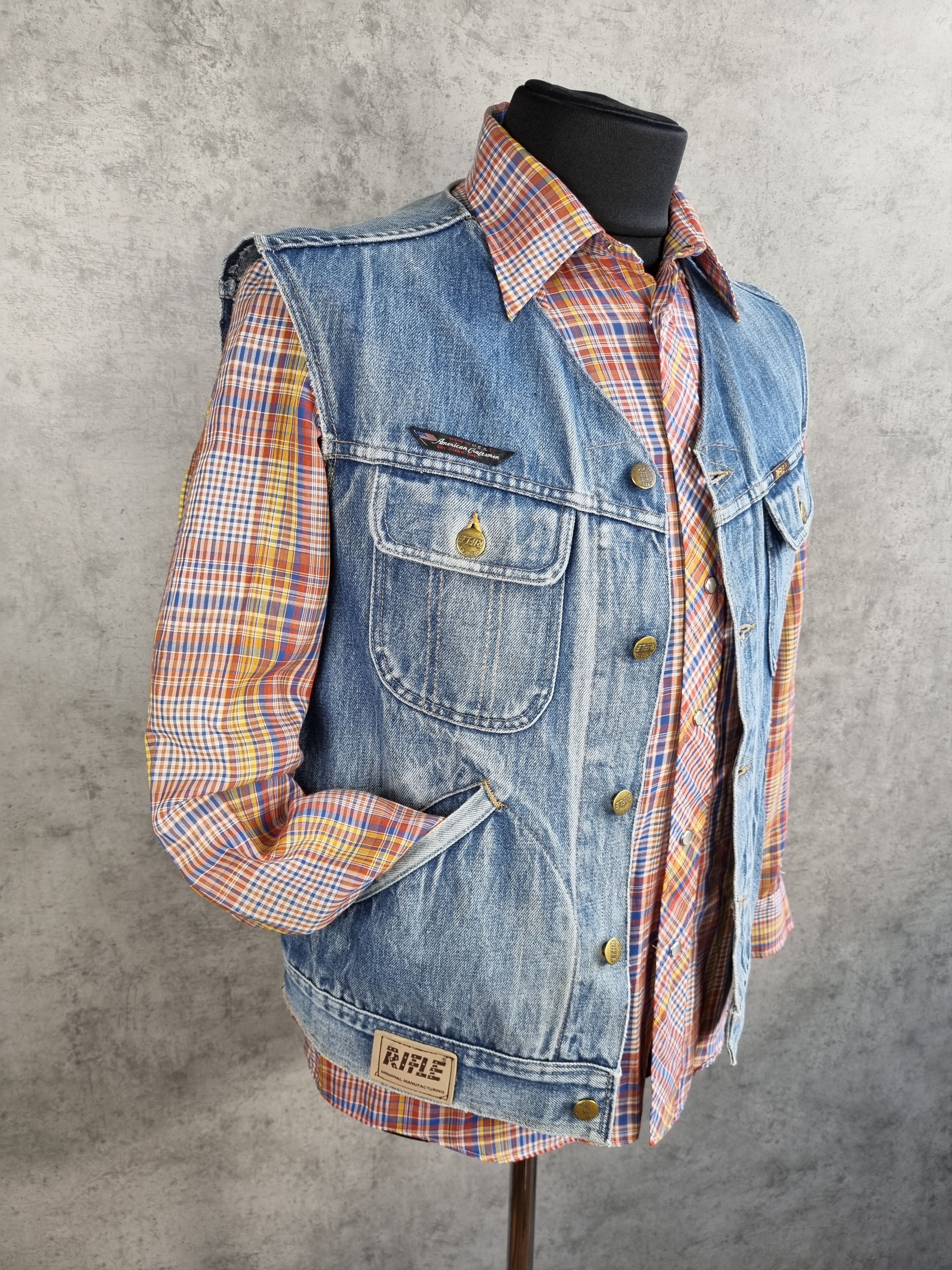 RIFLE 80s Faded Denim Rifle Cargo Reconstructed Vest Size US M / EU 48-50 / 2 - 3 Thumbnail