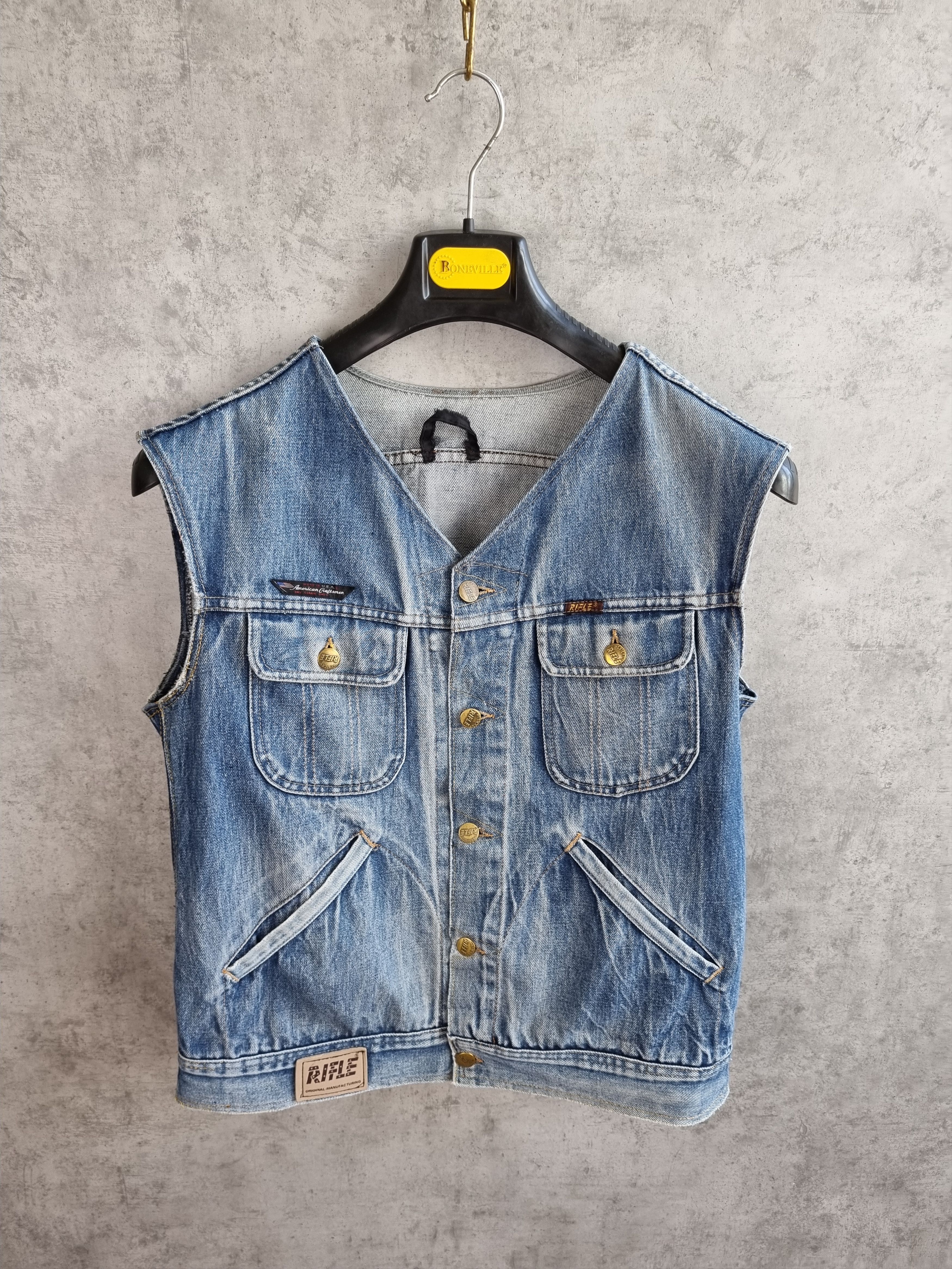 RIFLE 80s Faded Denim Rifle Cargo Reconstructed Vest Size US M / EU 48-50 / 2 - 5 Thumbnail