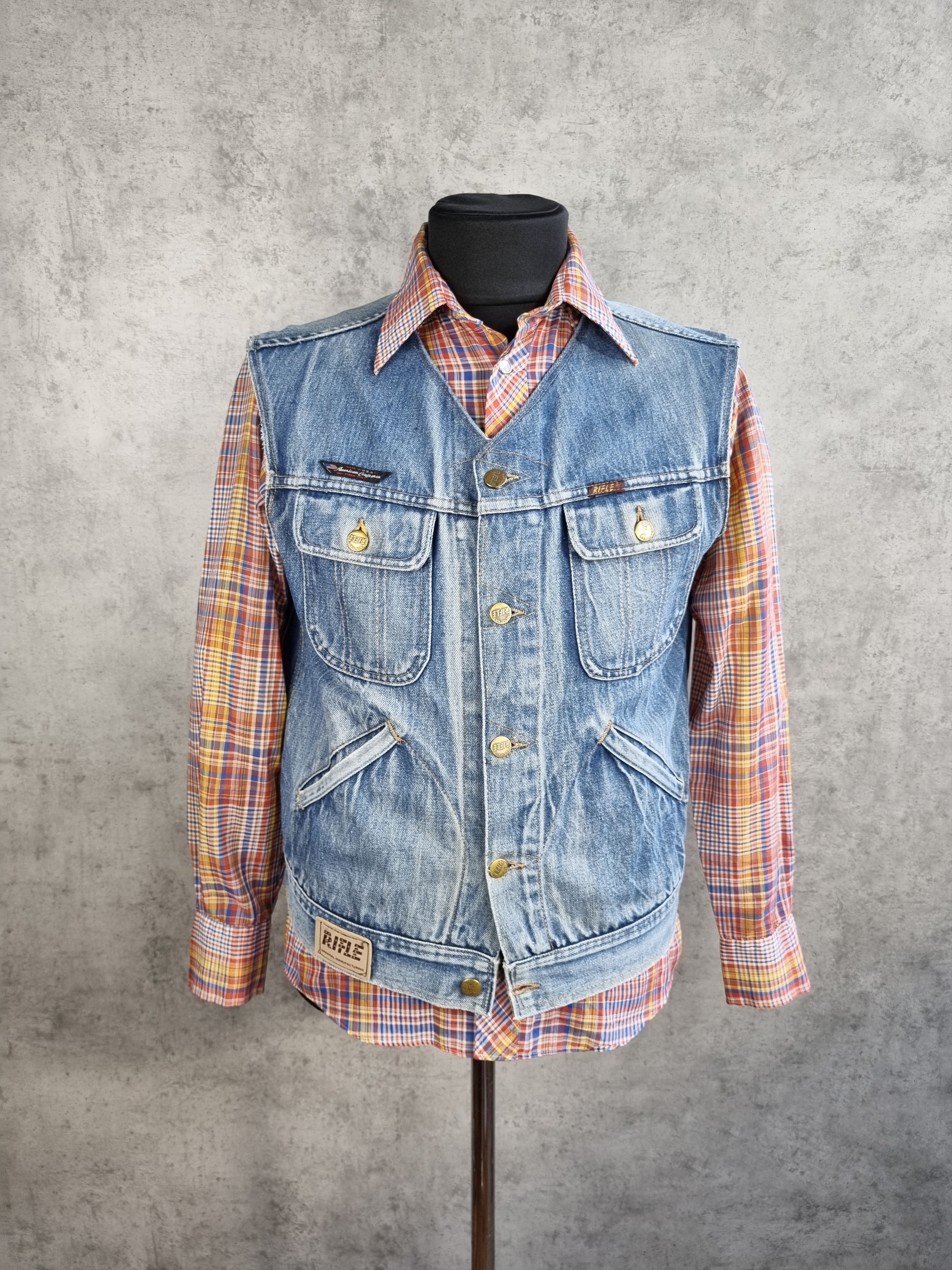 RIFLE 80s Faded Denim Rifle Cargo Reconstructed Vest Size US M / EU 48-50 / 2 - 18 Thumbnail