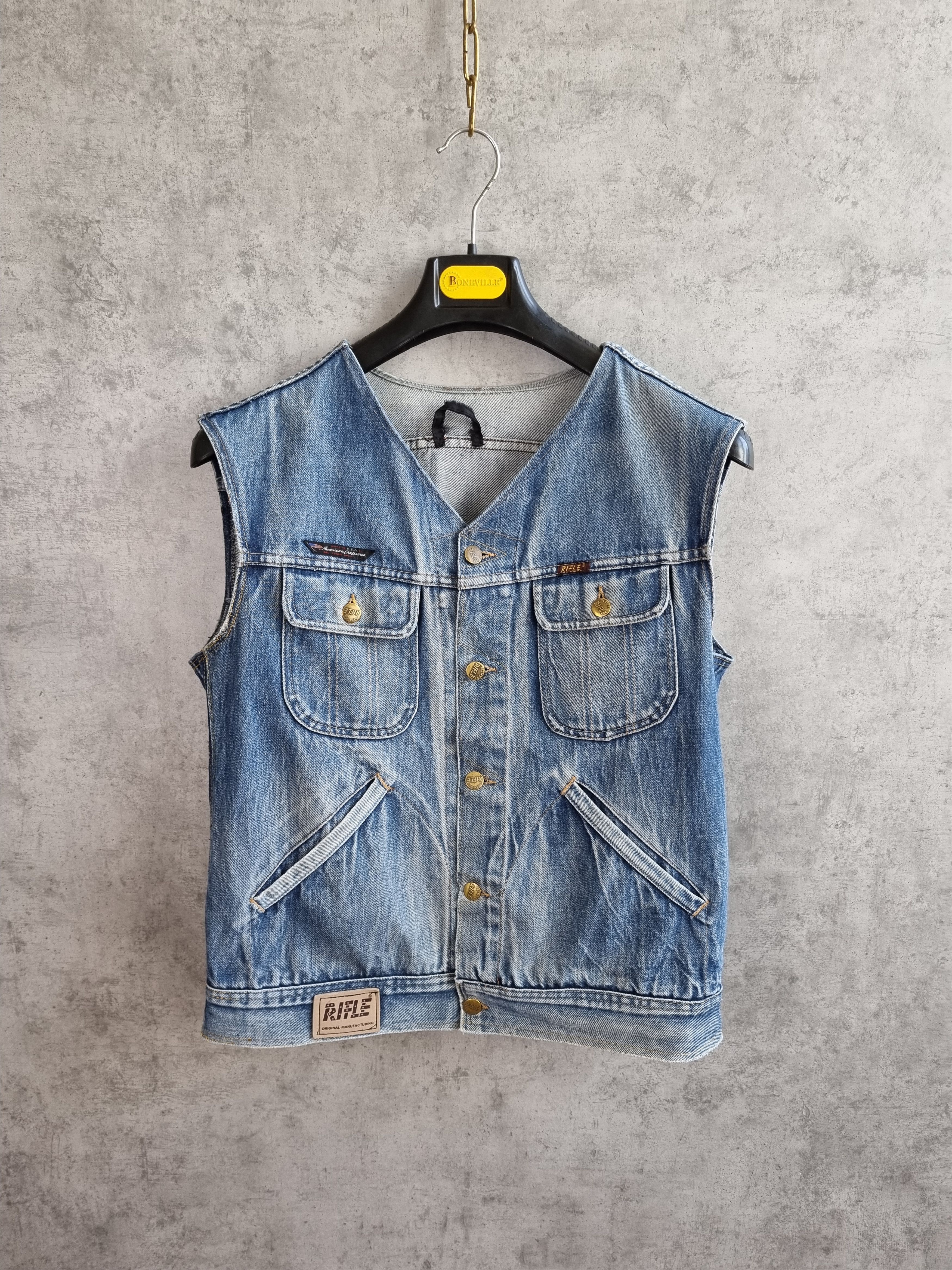 RIFLE 80s Faded Denim Rifle Cargo Reconstructed Vest Size US M / EU 48-50 / 2 - 4 Thumbnail
