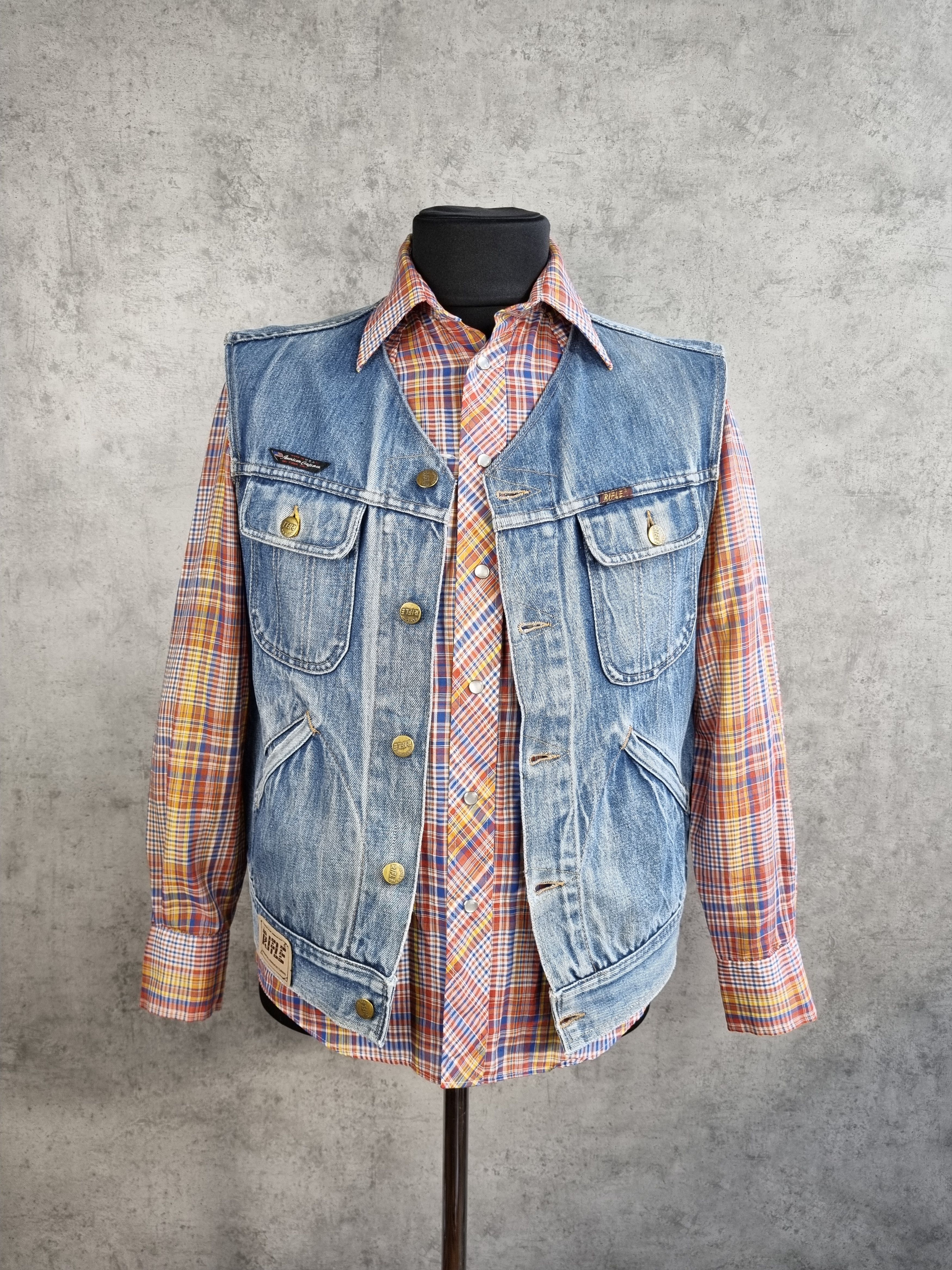 RIFLE 80s Faded Denim Rifle Cargo Reconstructed Vest Size US M / EU 48-50 / 2 - 2 Thumbnail