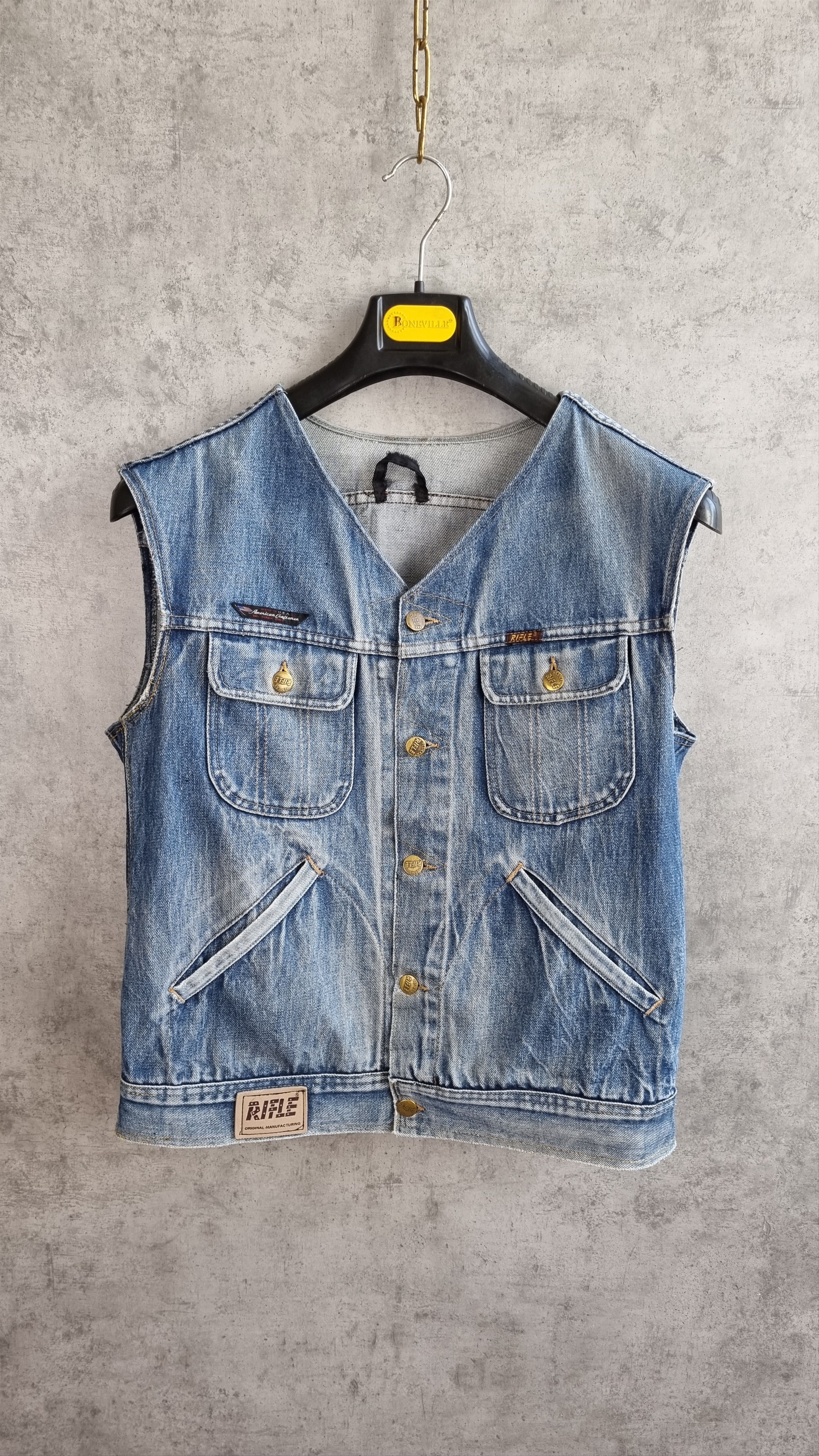 RIFLE 80s Faded Denim Rifle Cargo Reconstructed Vest Size US M / EU 48-50 / 2 - 1 Thumbnail