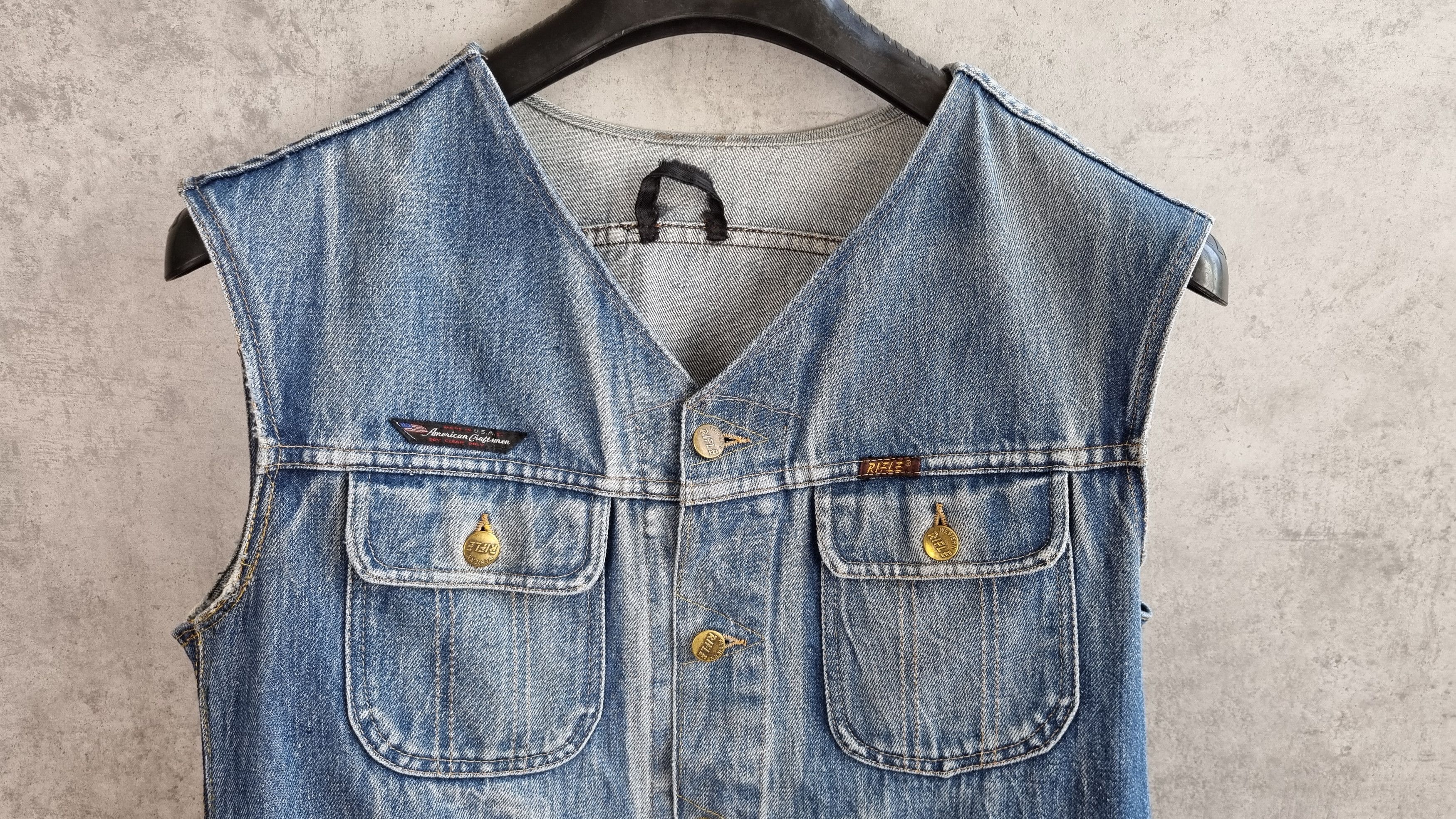 RIFLE 80s Faded Denim Rifle Cargo Reconstructed Vest Size US M / EU 48-50 / 2 - 7 Thumbnail