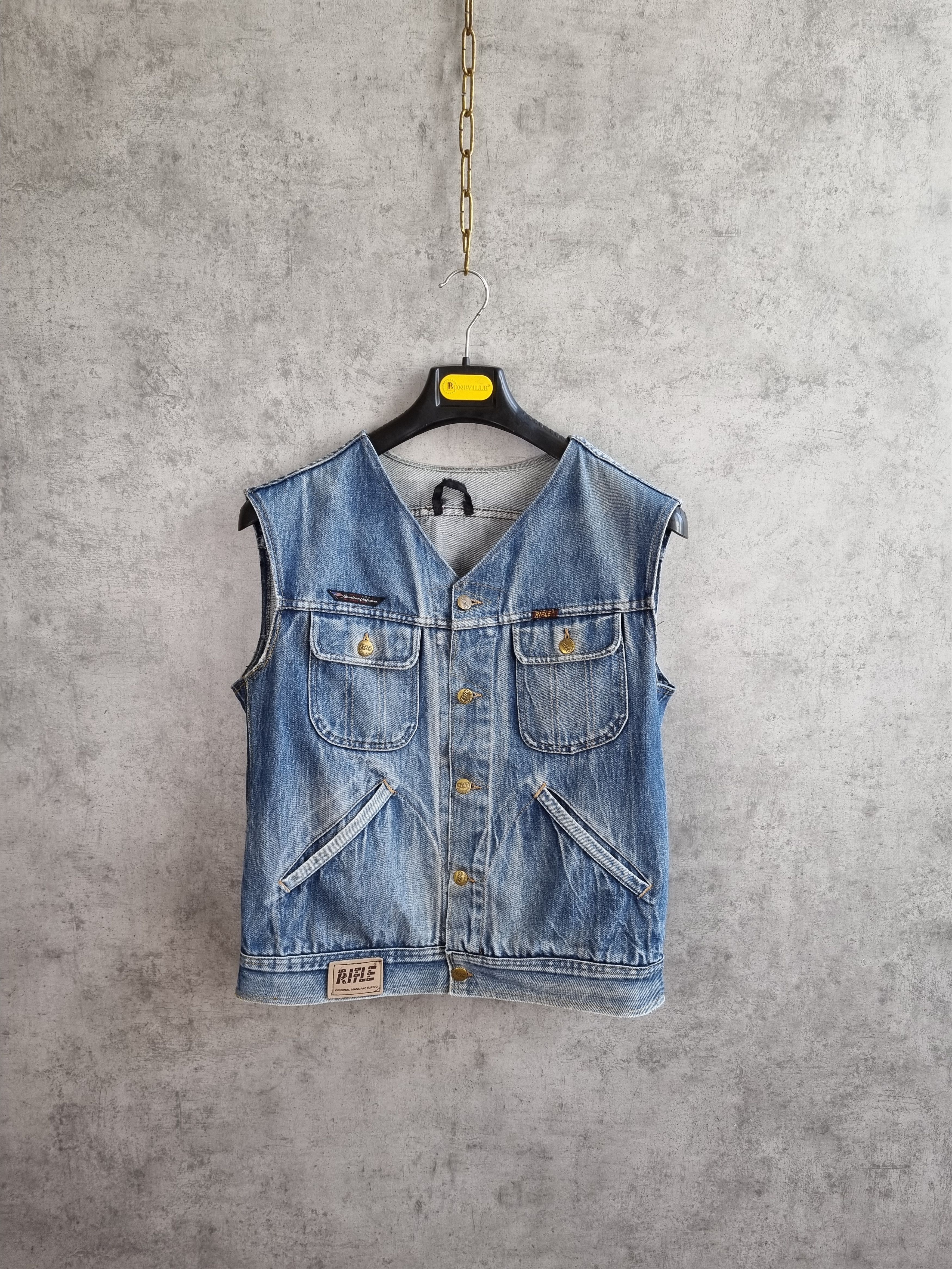 RIFLE 80s Faded Denim Rifle Cargo Reconstructed Vest Size US M / EU 48-50 / 2 - 6 Thumbnail