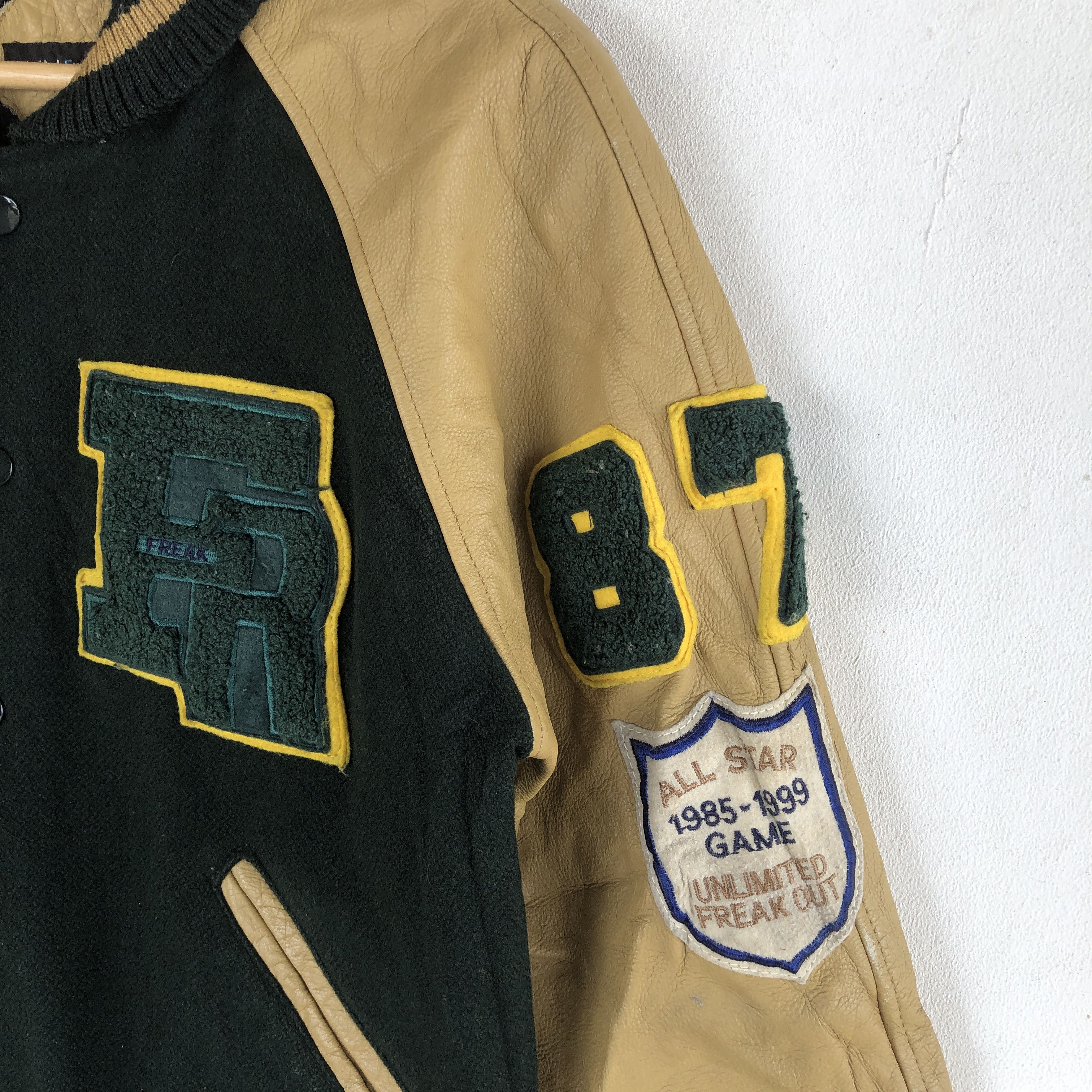 Vintage Unlimited Freak Out Varsity Jacket Letterman Leather Jacket Size US S / EU 44-46 / 1 - 7 Thumbnail