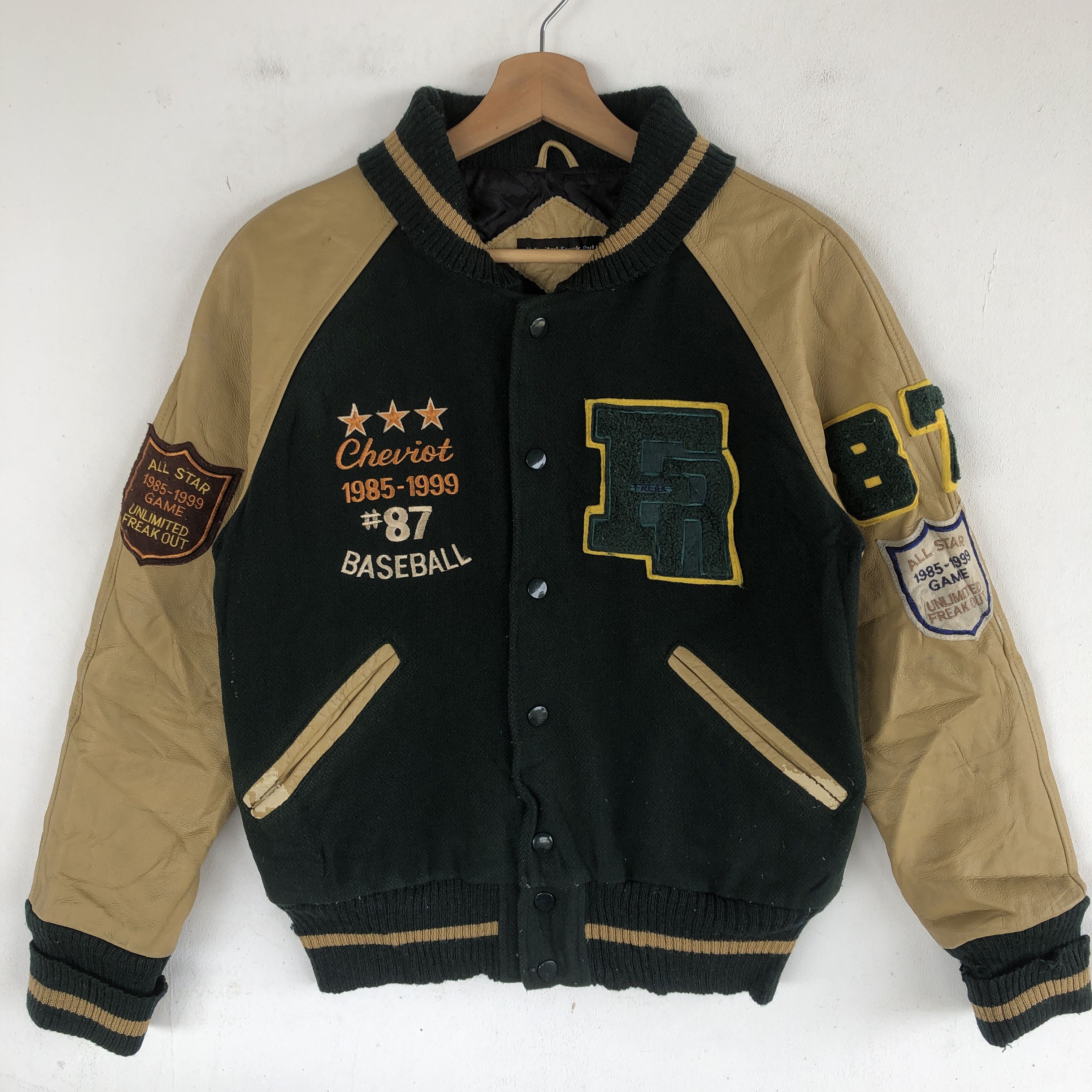 Vintage Unlimited Freak Out Varsity Jacket Letterman Leather Jacket Size US S / EU 44-46 / 1 - 4 Thumbnail