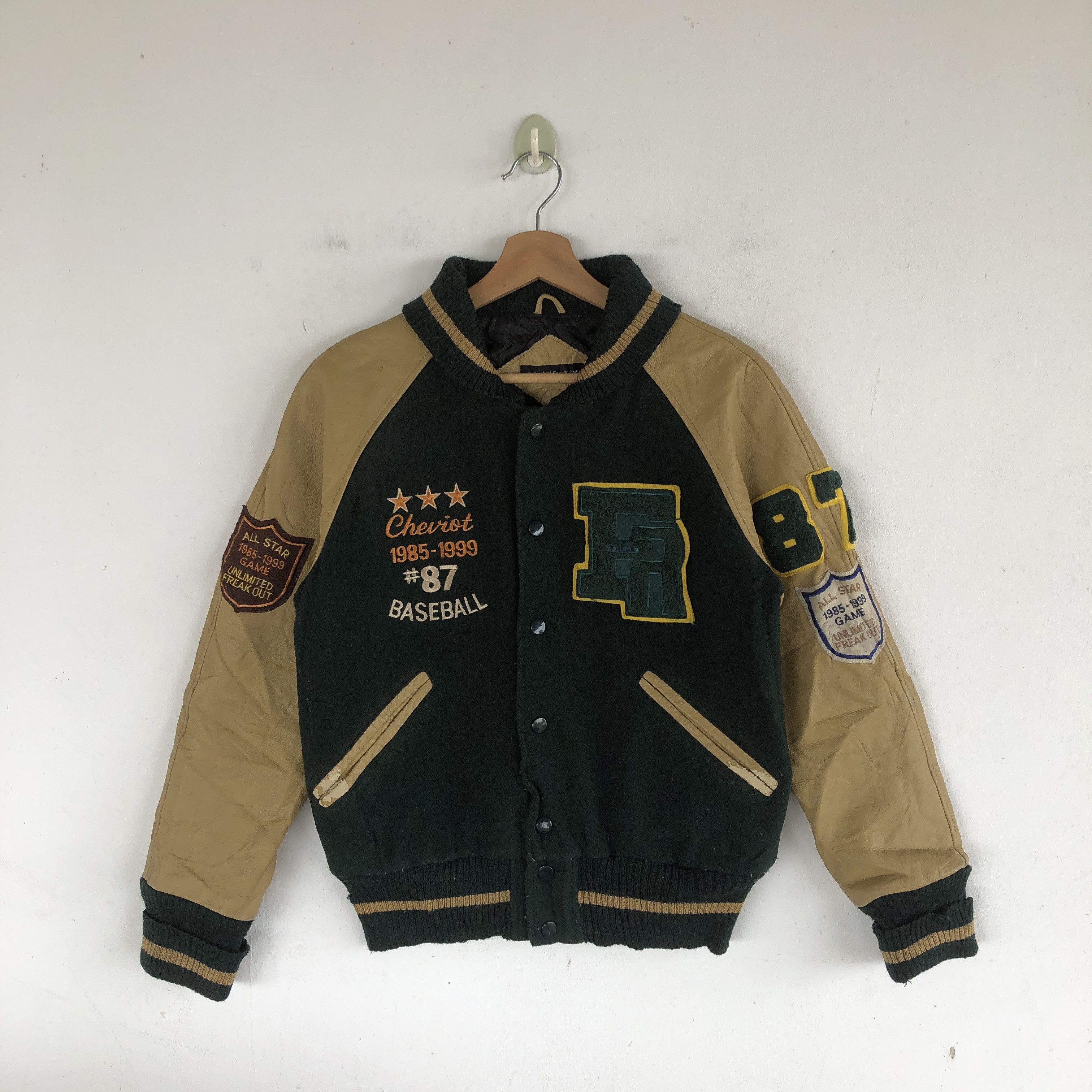 Vintage Unlimited Freak Out Varsity Jacket Letterman Leather Jacket Size US S / EU 44-46 / 1 - 1 Thumbnail