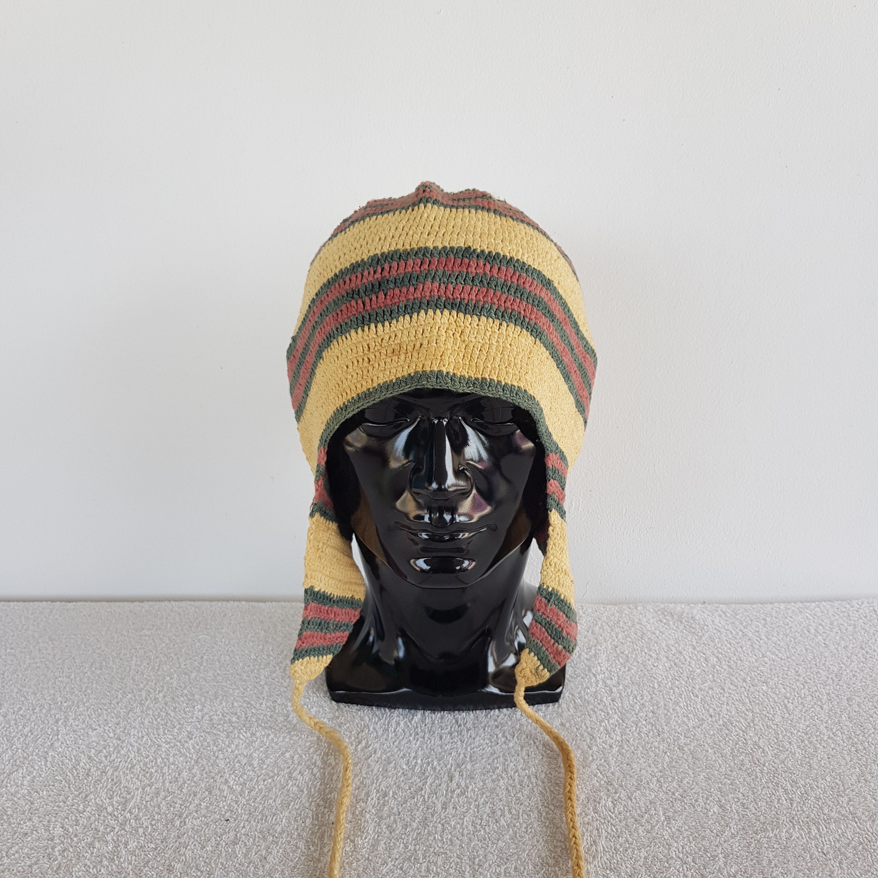 Japanese Brand × Vintage Japanese Earflap Beanie Snow Cap Knitted Crochet Hats Size ONE SIZE - 3 Thumbnail