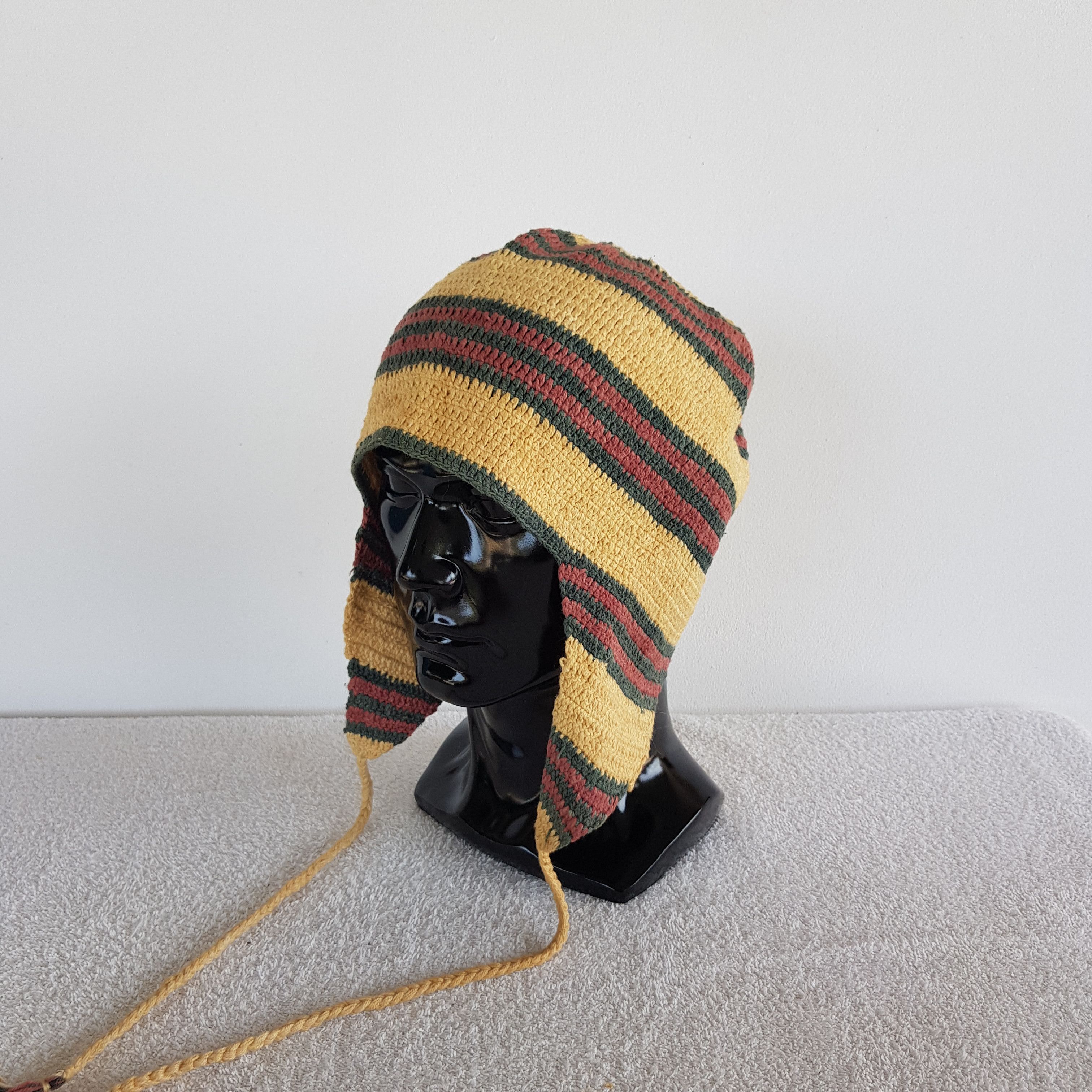 Japanese Brand × Vintage Japanese Earflap Beanie Snow Cap Knitted Crochet Hats Size ONE SIZE - 1 Thumbnail