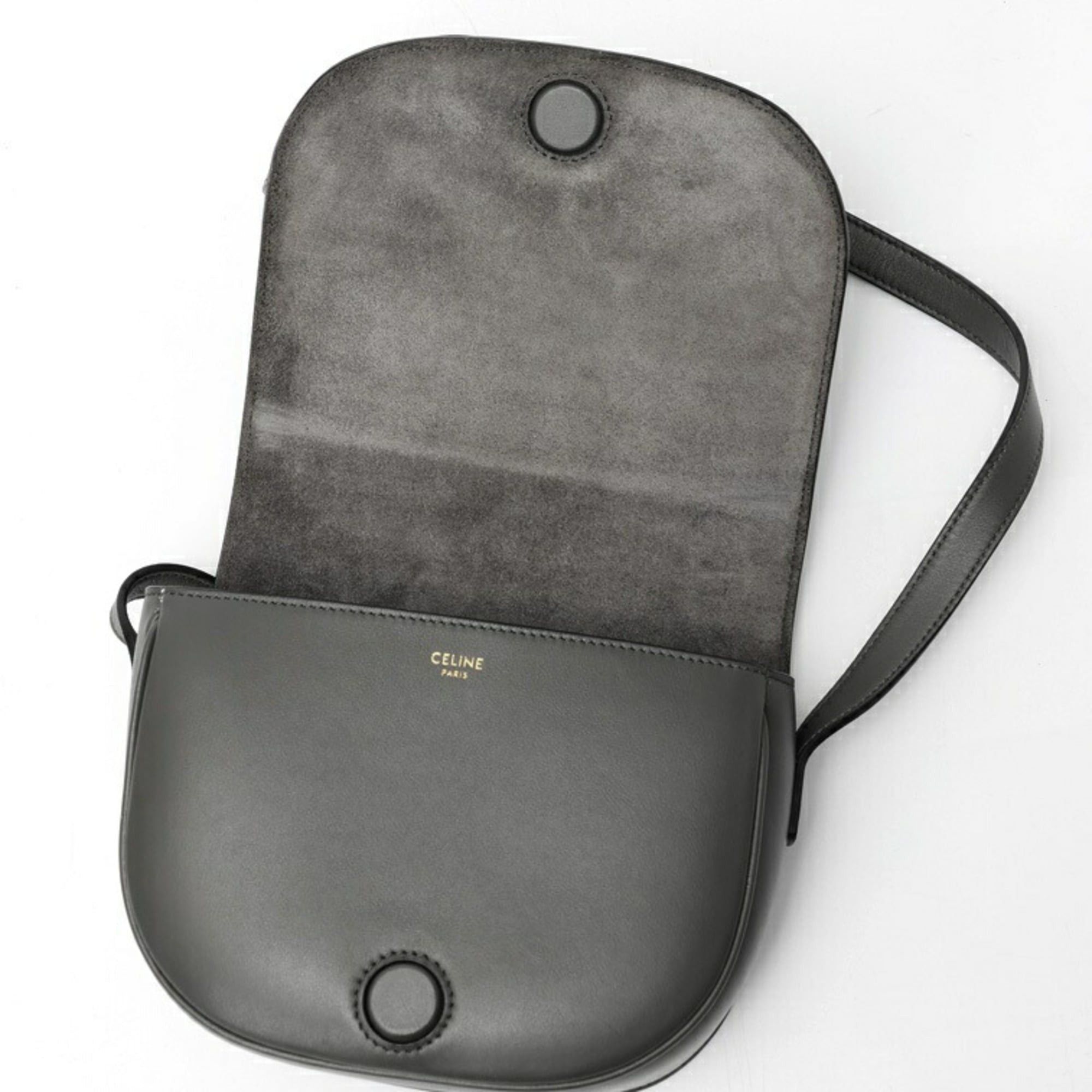 Celine Celine Folco Cuir Triomphe Shoulder Bag 19826, Smooth Calfskin, Gray Size ONE SIZE - 5 Thumbnail