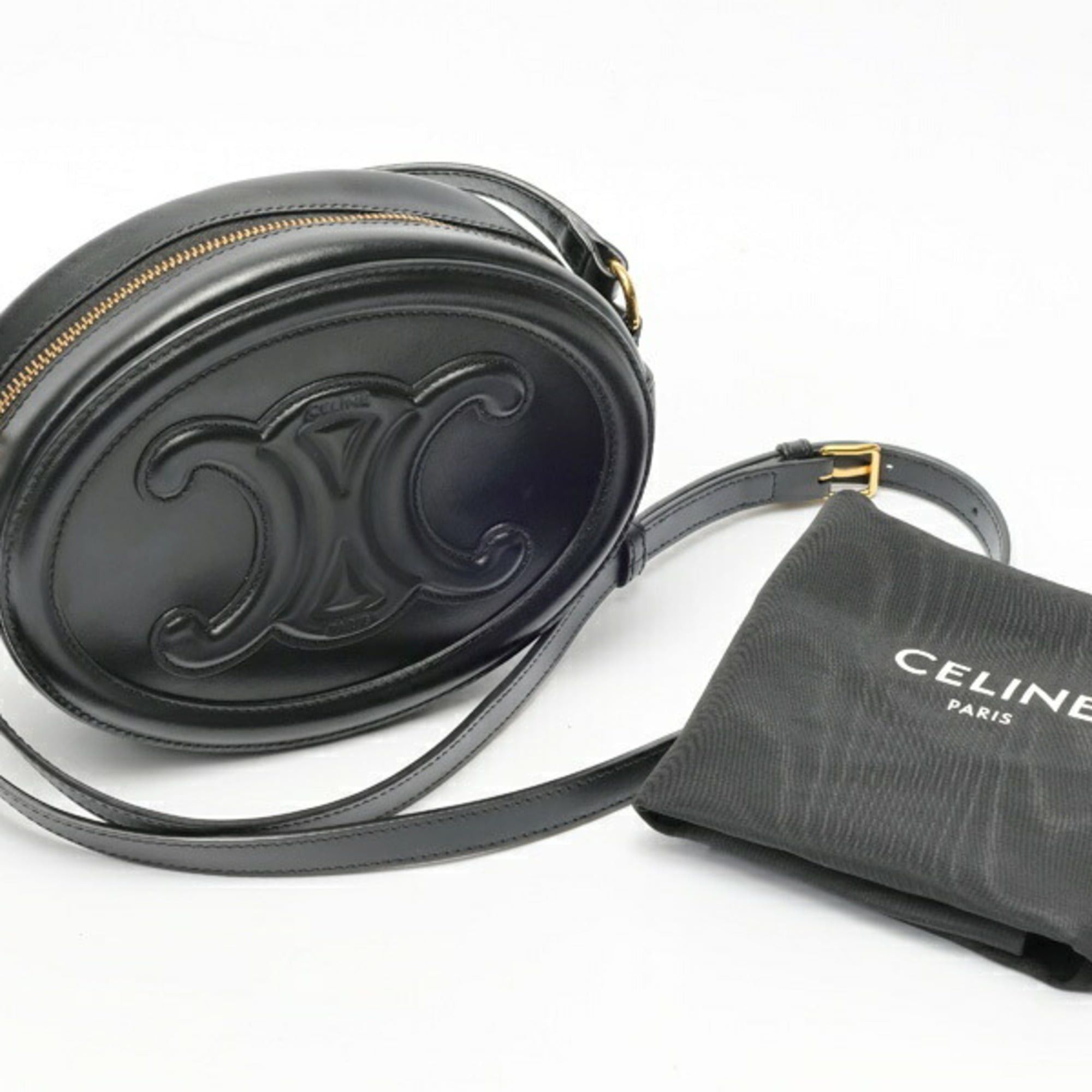 Celine Celine Oval Bag Cuile Triomphe Shoulder 19860 Black Size ONE SIZE - 9 Thumbnail