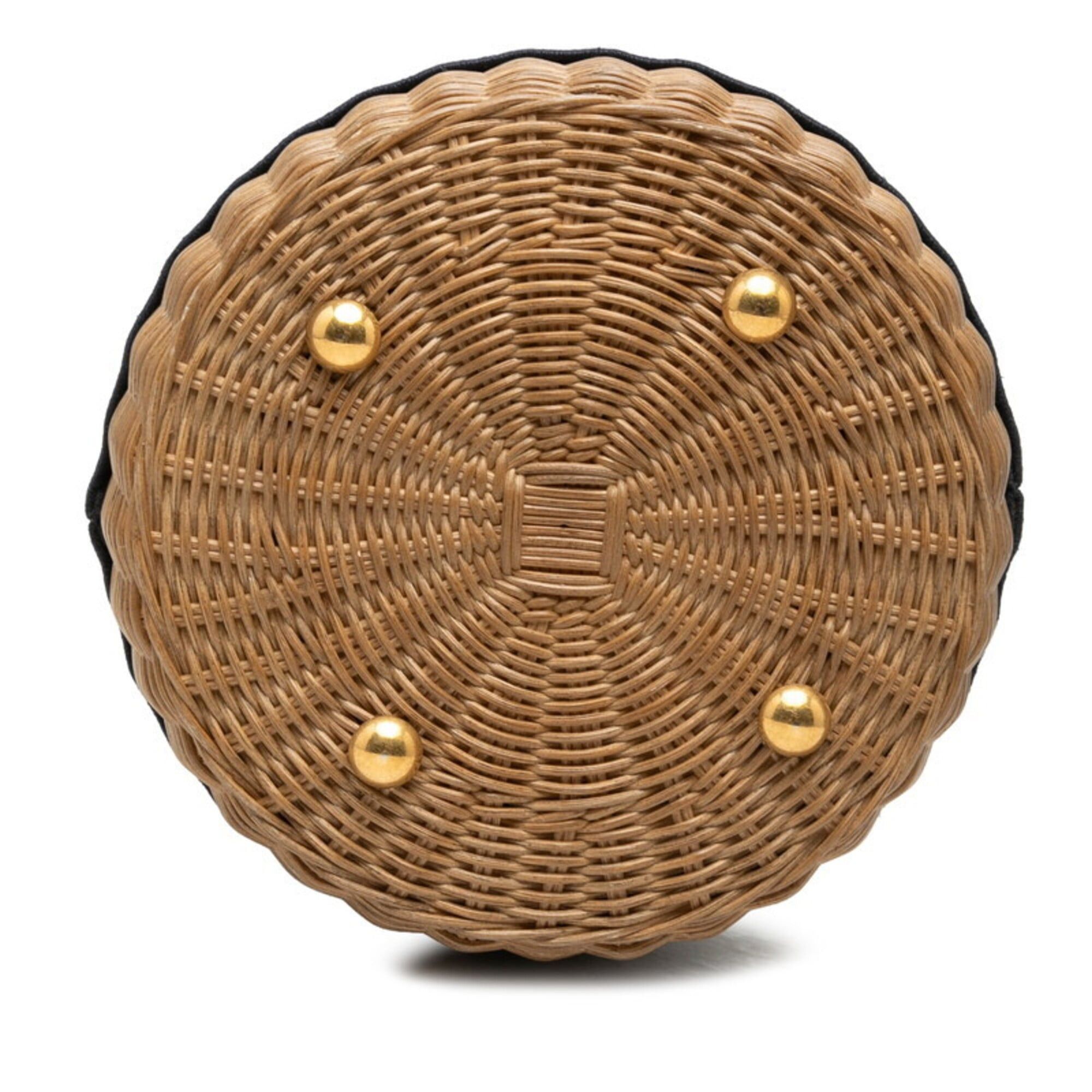 Dior Christian Dior Dior Oblique Wicker Bucket Bag Shoulder Beige Navy Rattan Canvas Leather Women's Size ONE SIZE - 3 Thumbnail