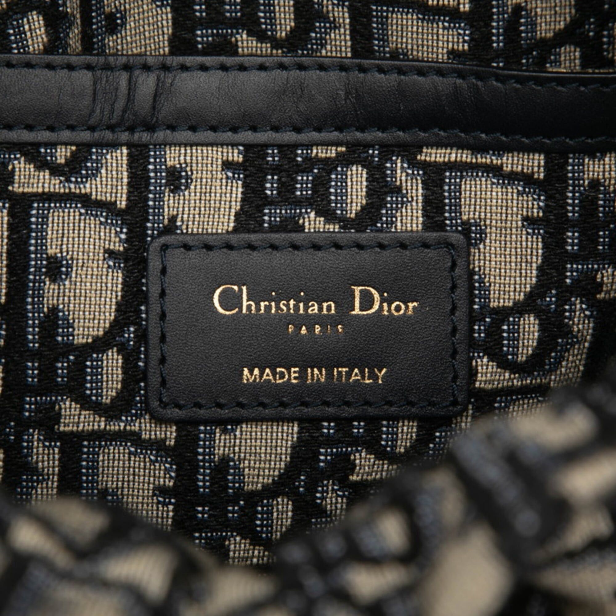 Dior Christian Dior Dior Oblique Wicker Bucket Bag Shoulder Beige Navy Rattan Canvas Leather Women's Size ONE SIZE - 5 Thumbnail