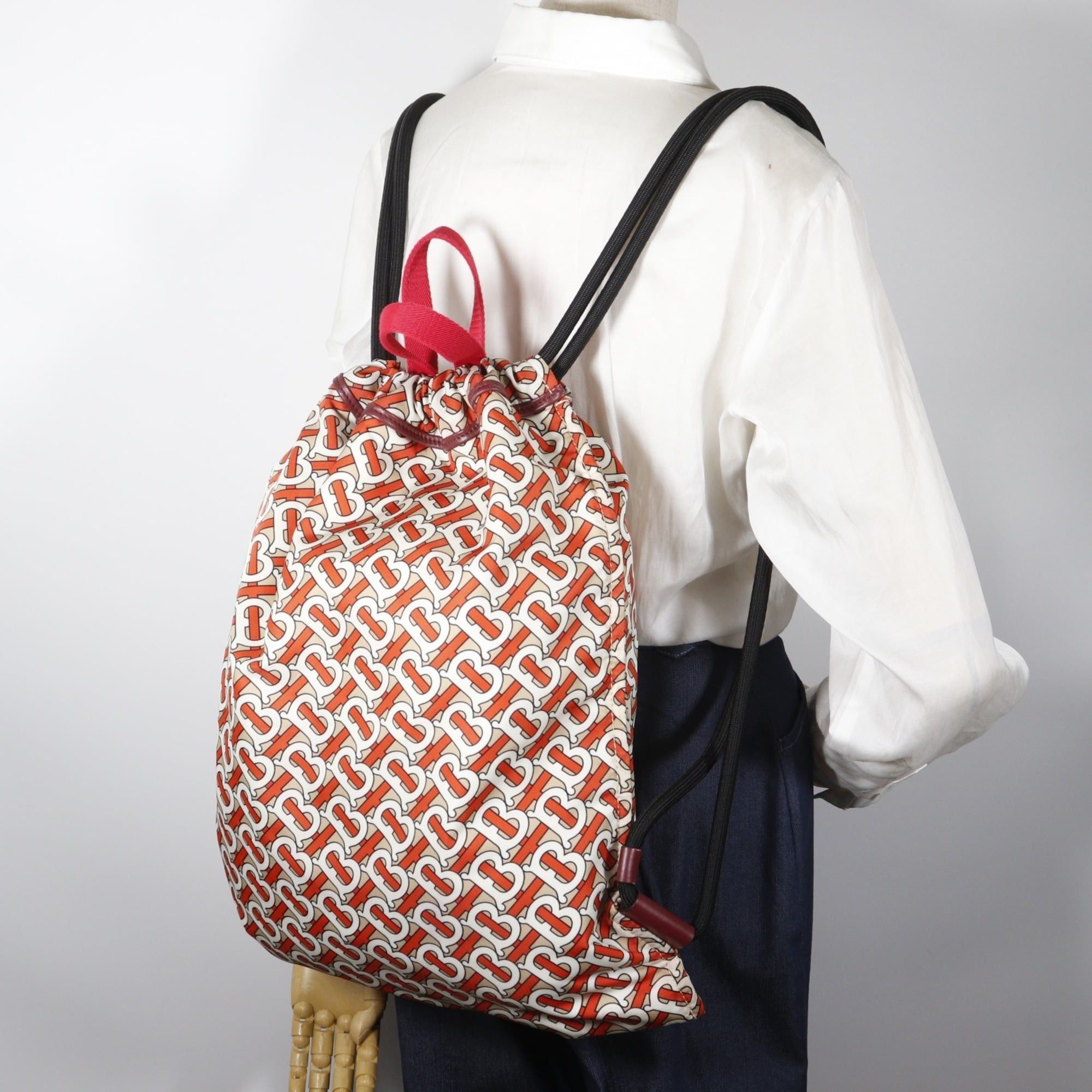 Burberry Burberry TB Monogram Backpack/Daypack, Nylon, Orange, A4 Size, Drawstring, Women's Size ONE SIZE - 19 Thumbnail