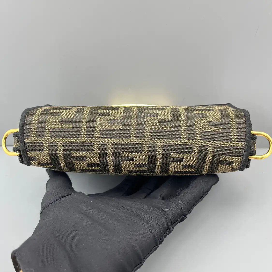 Fendi FENDI Baguette mini brown fabric doubleF jacquard baguette bag shoulder bag Size ONE SIZE - 8 Thumbnail