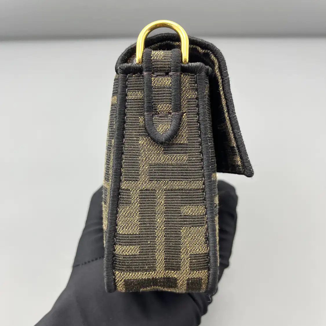 Fendi FENDI Baguette mini brown fabric doubleF jacquard baguette bag shoulder bag Size ONE SIZE - 3 Thumbnail