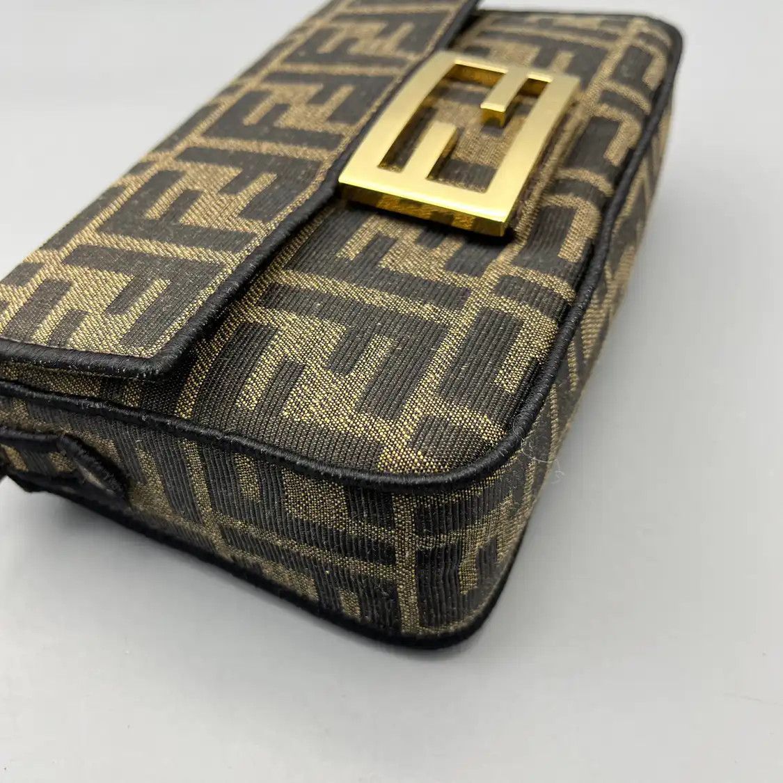 Fendi FENDI Baguette mini brown fabric doubleF jacquard baguette bag shoulder bag Size ONE SIZE - 10 Thumbnail