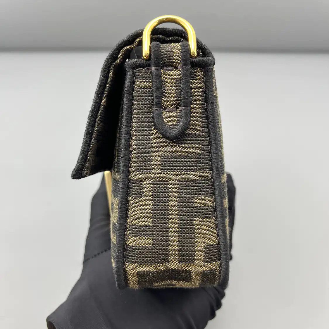 Fendi FENDI Baguette mini brown fabric doubleF jacquard baguette bag shoulder bag Size ONE SIZE - 2 Thumbnail