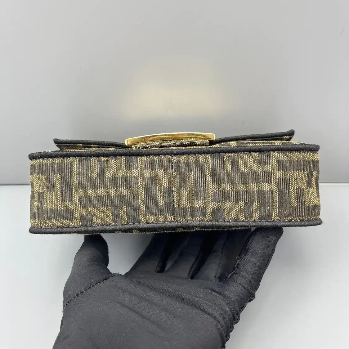 Fendi FENDI Baguette mini brown fabric doubleF jacquard baguette bag shoulder bag Size ONE SIZE - 5 Thumbnail