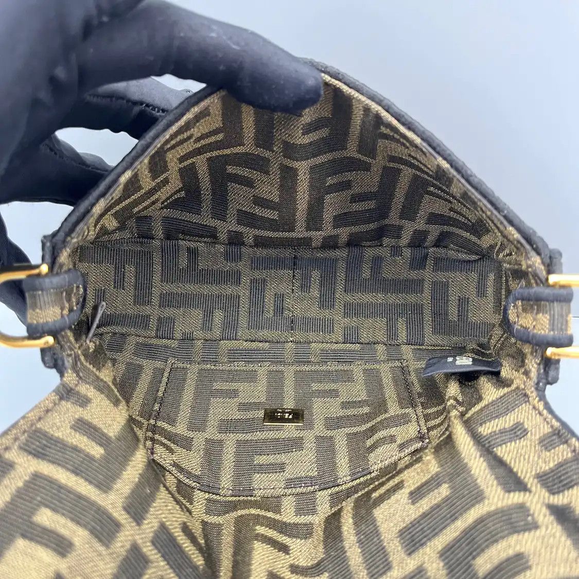 Fendi FENDI Baguette mini brown fabric doubleF jacquard baguette bag shoulder bag Size ONE SIZE - 6 Thumbnail