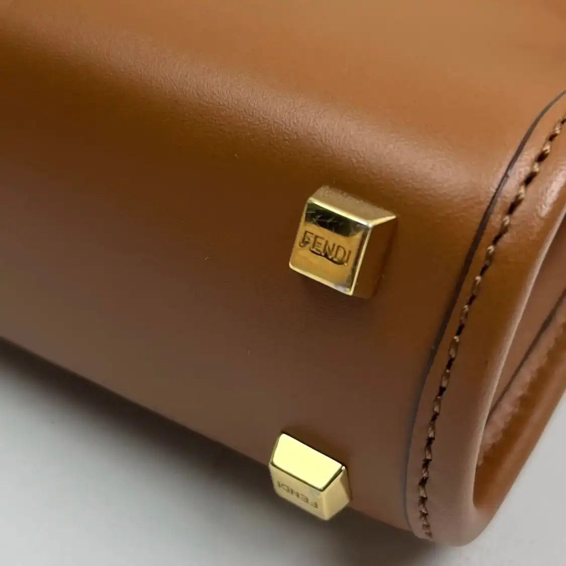 Fendi FENDI Sunshine mini brown cowhide leather embossed handbag Size ONE SIZE - 9 Thumbnail