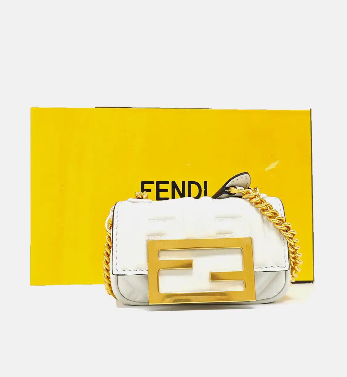 Fendi FENDI Baguette white sheepskin monogram shoulder bag crossbody bag gold hardware Size ONE SIZE - 8 Thumbnail
