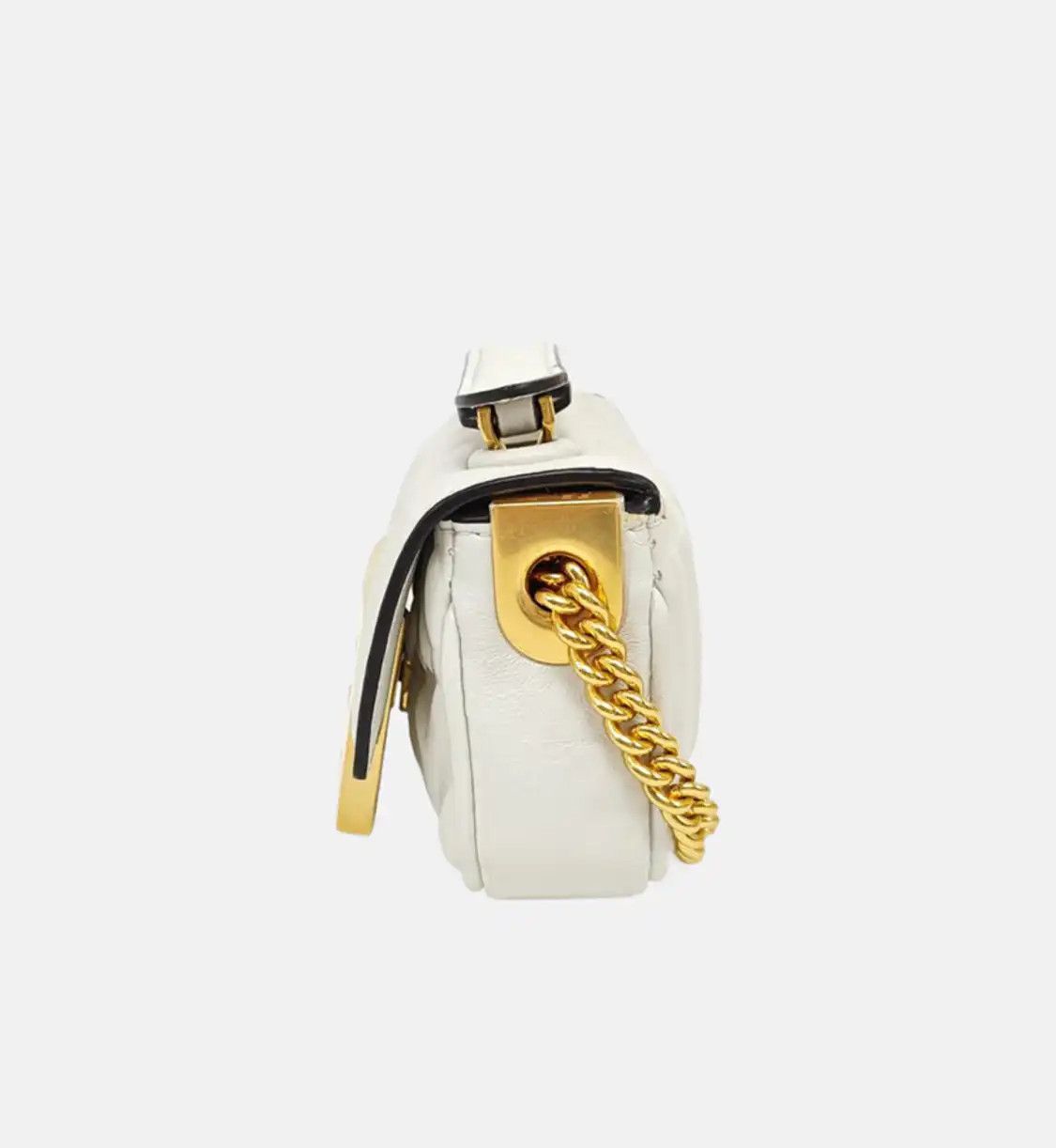 Fendi FENDI Baguette white sheepskin monogram shoulder bag crossbody bag gold hardware Size ONE SIZE - 3 Thumbnail
