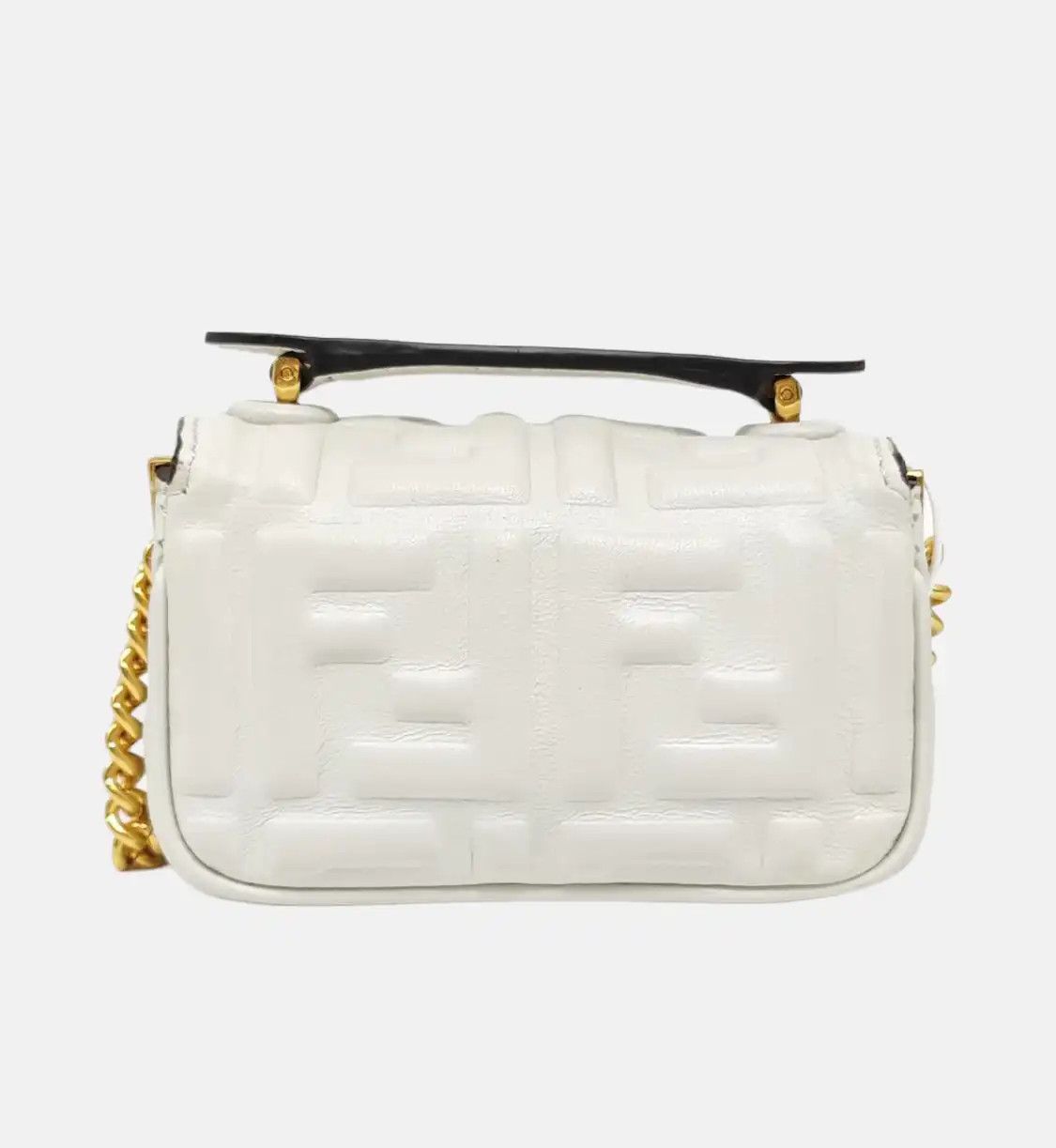 Fendi FENDI Baguette white sheepskin monogram shoulder bag crossbody bag gold hardware Size ONE SIZE - 5 Thumbnail
