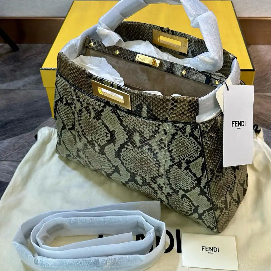 Fendi FENDI Peekaboo mini multi-color snake skin handbag Size ONE SIZE - 4 Thumbnail