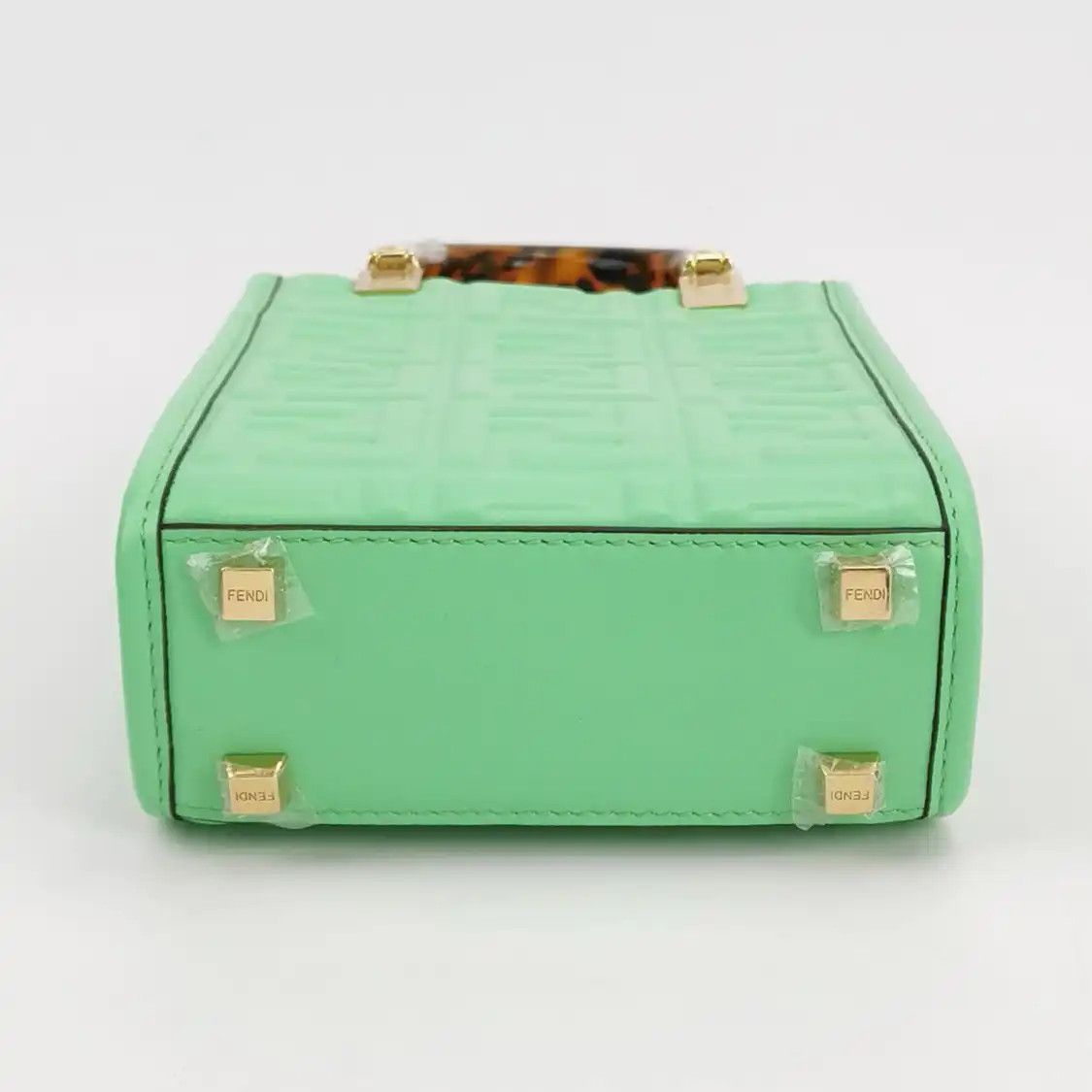 Fendi FENDI Sunshine green cowhide leather doubleF embossed handbag detachable strap Size ONE SIZE - 5 Thumbnail
