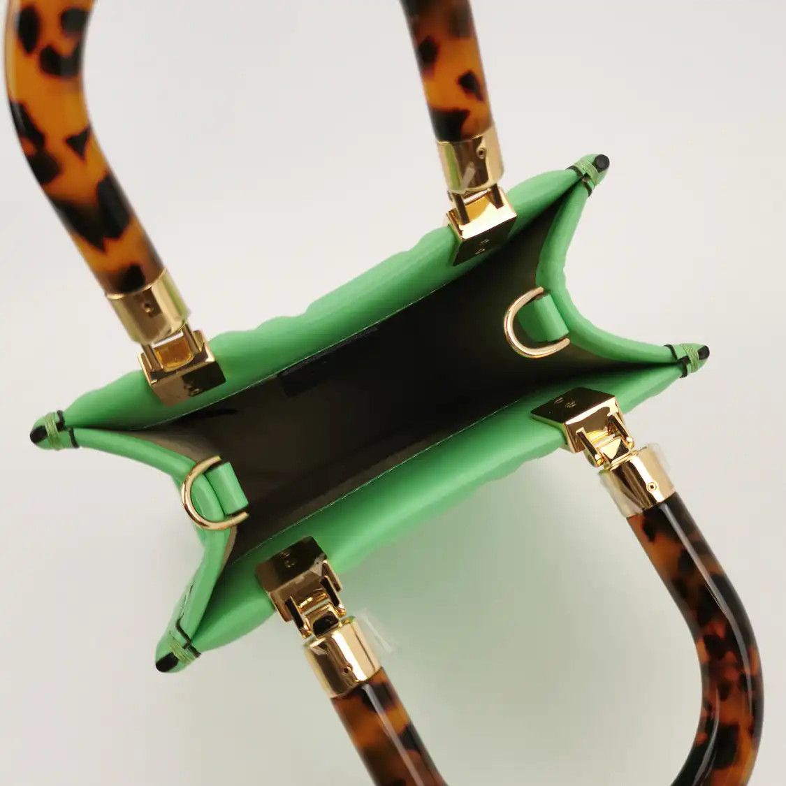 Fendi FENDI Sunshine green cowhide leather doubleF embossed handbag detachable strap Size ONE SIZE - 6 Thumbnail