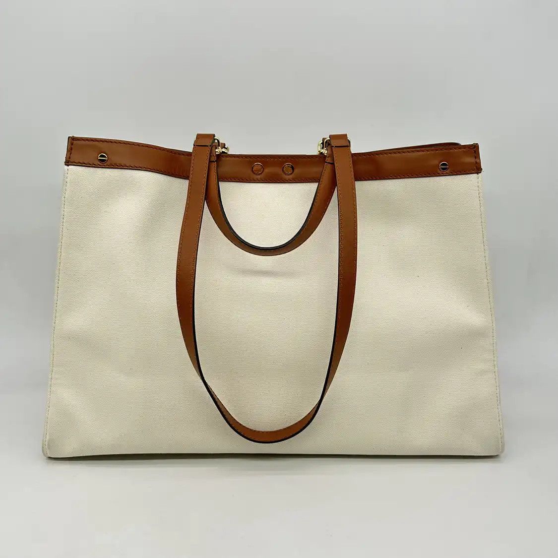 Fendi FENDI Peekaboo Medium white canvas handbag Size ONE SIZE - 2 Thumbnail