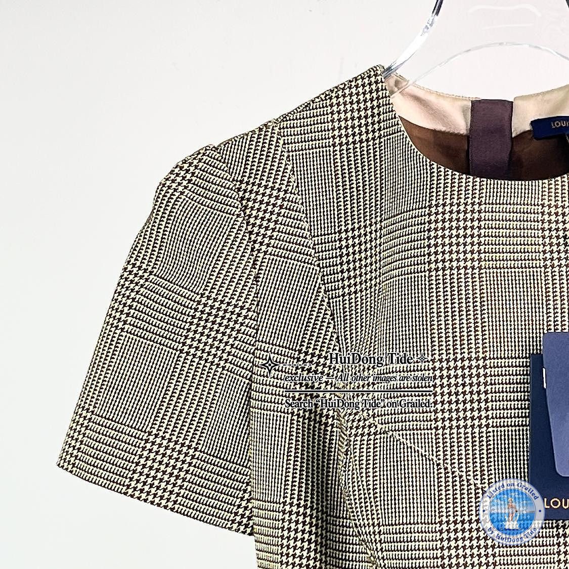 Louis Vuitton Plaid Belted Mini Dress Size 34