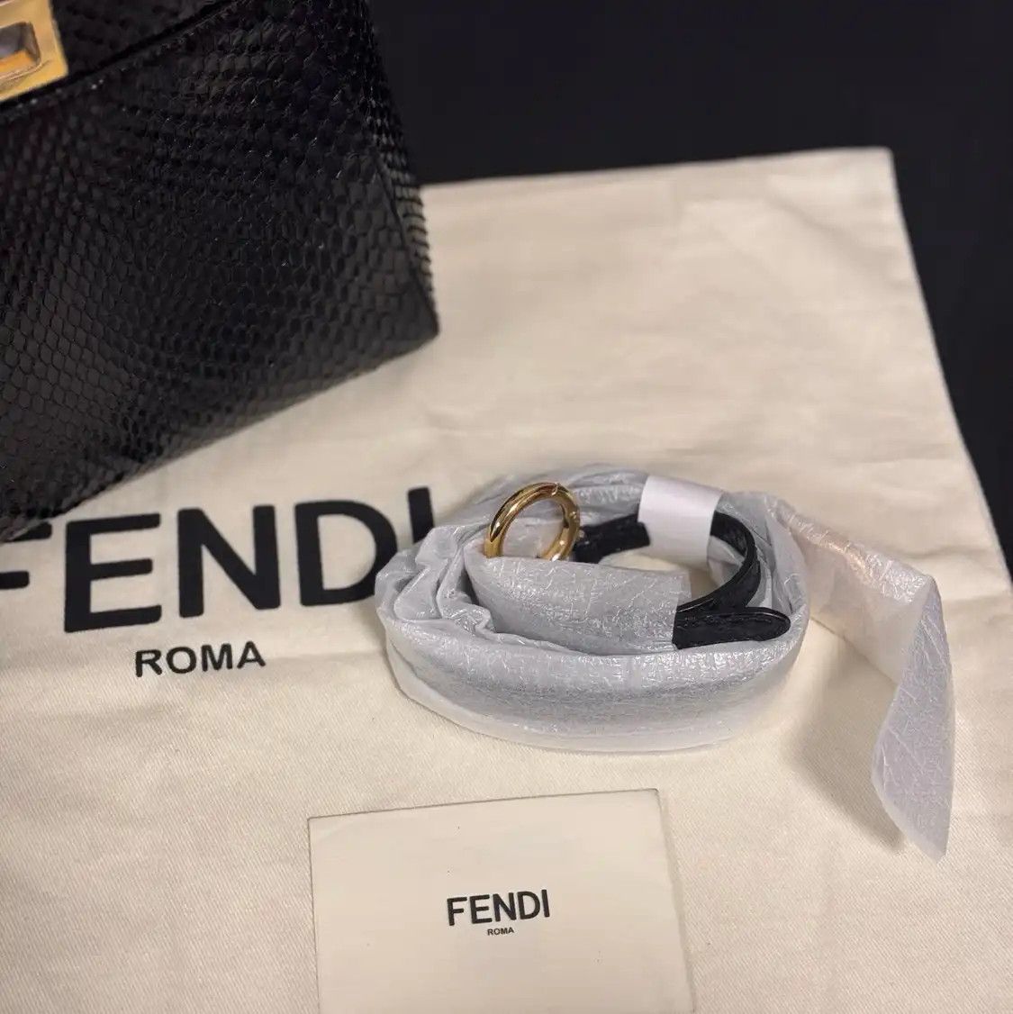 Fendi FENDI Peekaboo mini black snake skin handbag Size ONE SIZE - 8 Thumbnail