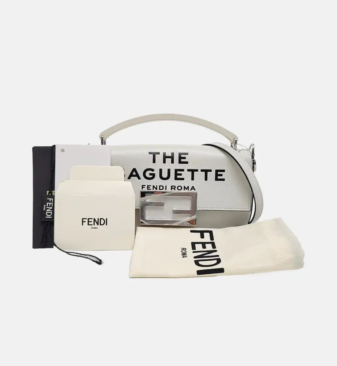 Fendi FENDI Baguette white cowhide leather doubleF print shoulder bag handbag crossbod Size ONE SIZE - 8 Thumbnail
